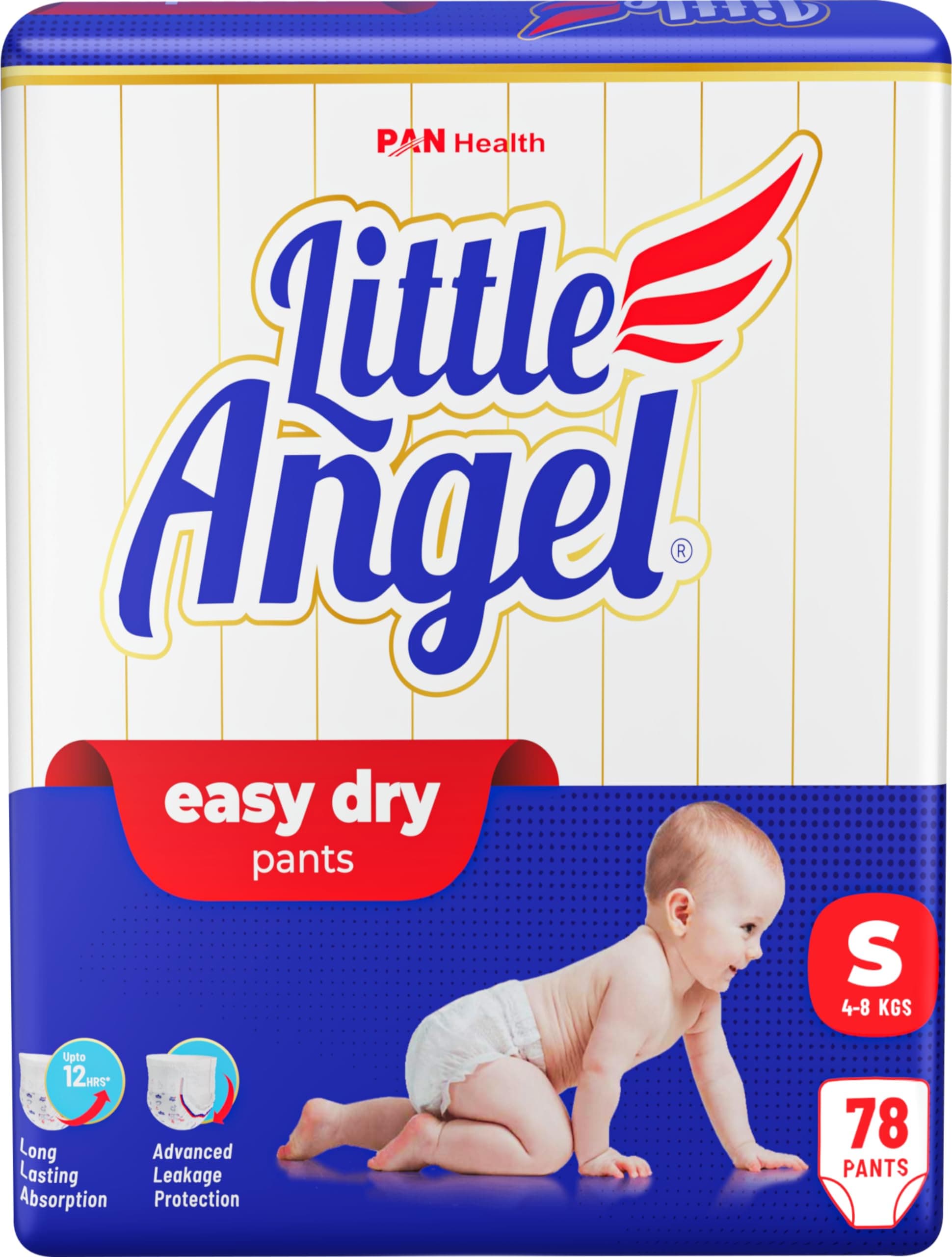 Little Angel Baby Easy Dry Pull-Up Diaper Pants Small Size, 4-8Kg - S (78 Pieces)