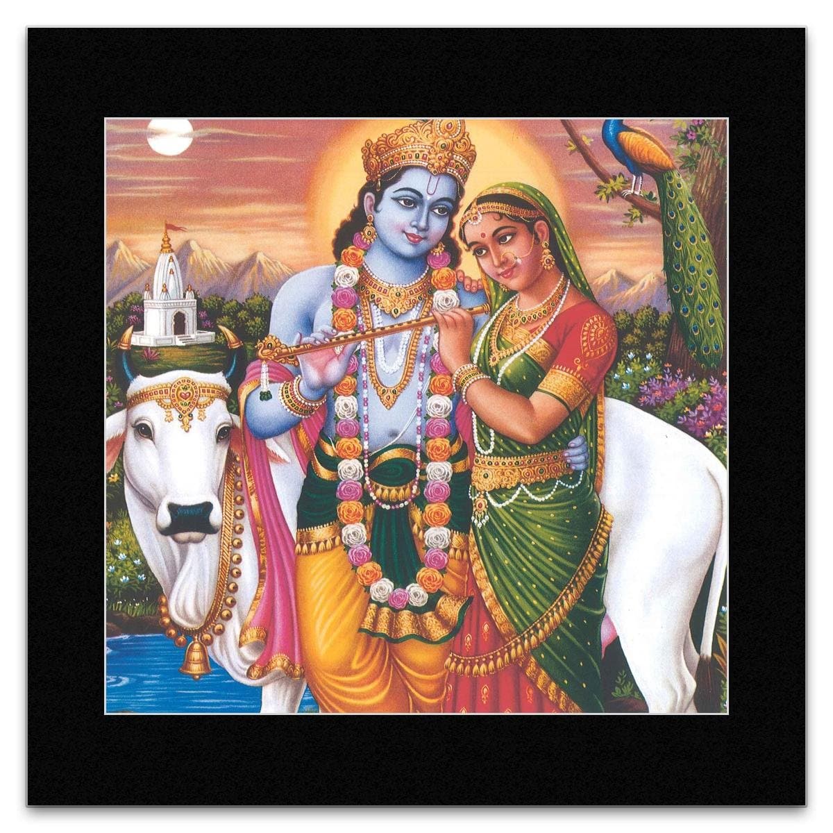 Blissful Company - Radha - Krishna Mini Poster - 40x40cm