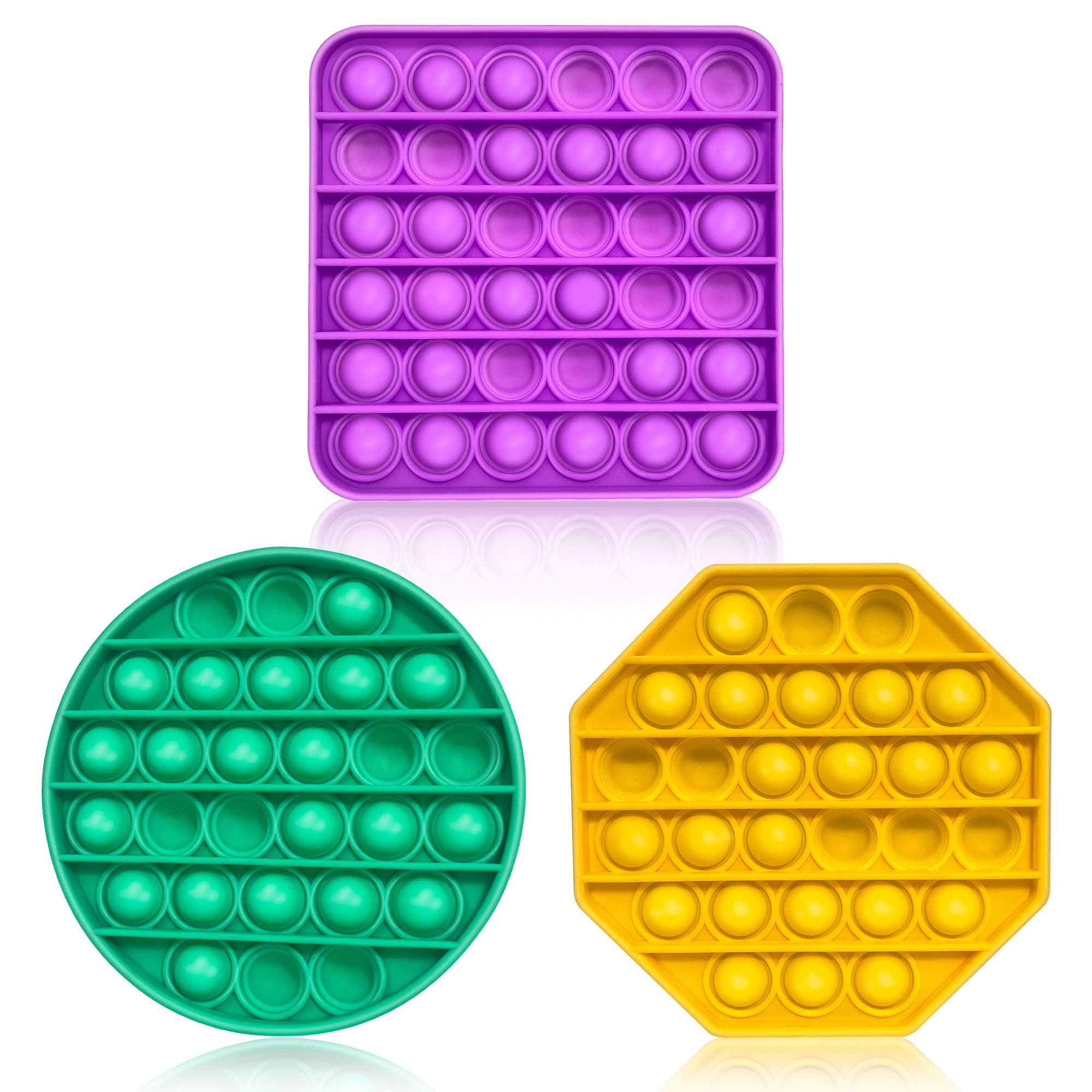 Push Pop Bubble Fidget Toy Sensory Bubbles Popping Fidget Toys 3 Pcs Autism Toy Relief Anxiety Stress Hand Therapy Poke Novelty Silicone Squeeze ADHD Board Game Gifts