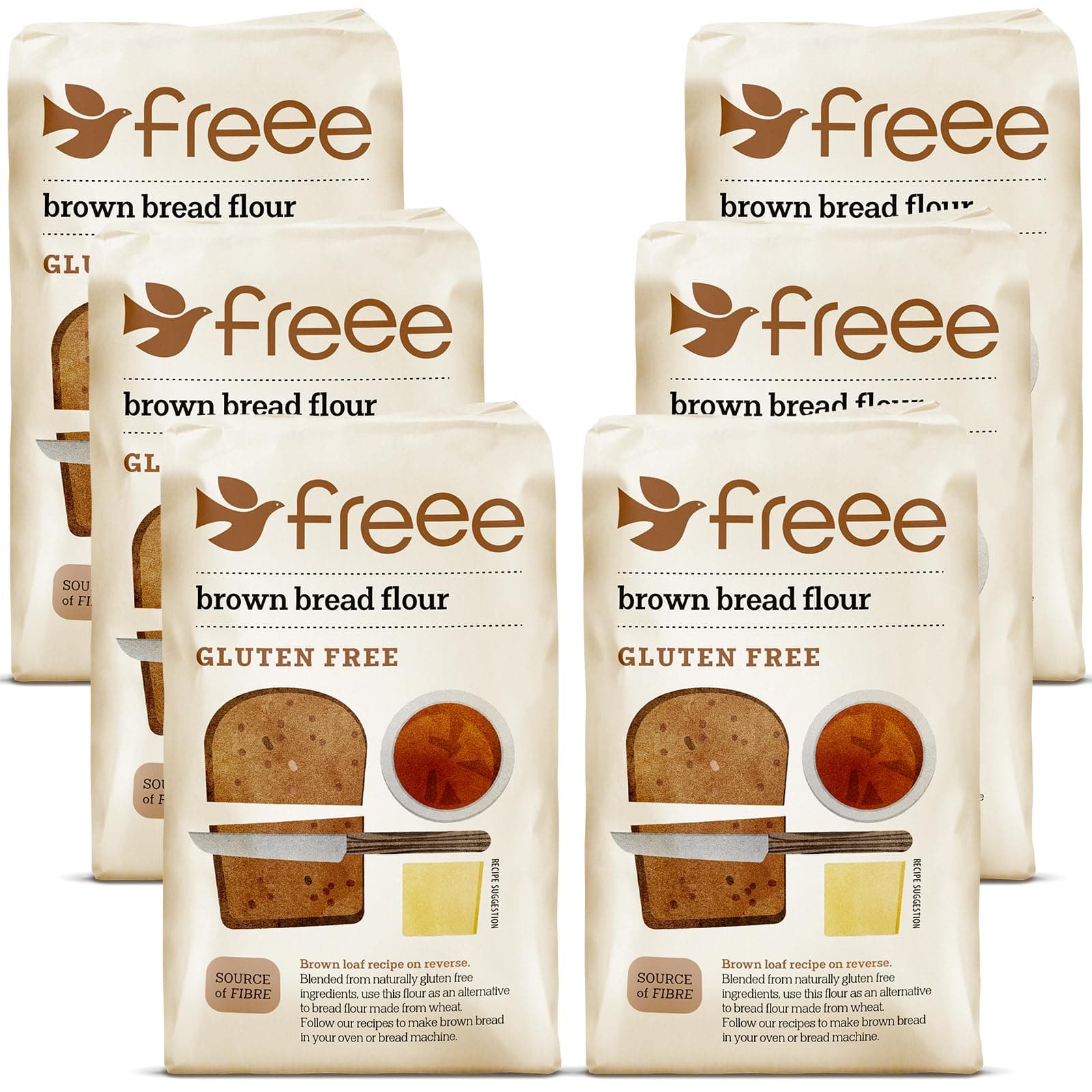 freee - Brown Bread Flour - Free From Gluten - 1Kg (Pack of 6)