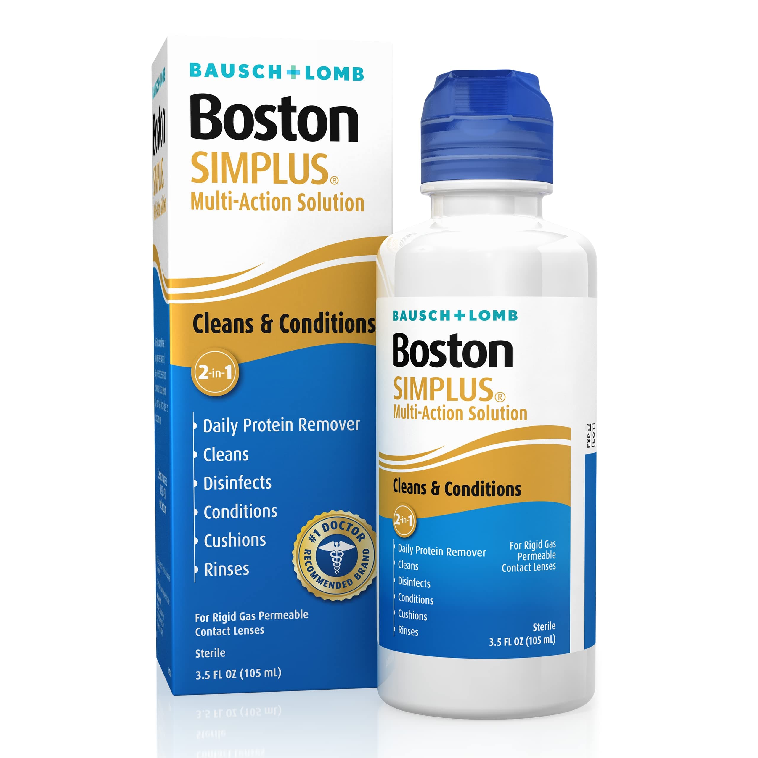 Boston SIMPLUS Multi-Action Solution, Cleans & Conditions Rigid Gas Permeable (RGP) Lens, Daily Protein Remover, 3.5 Fl Oz