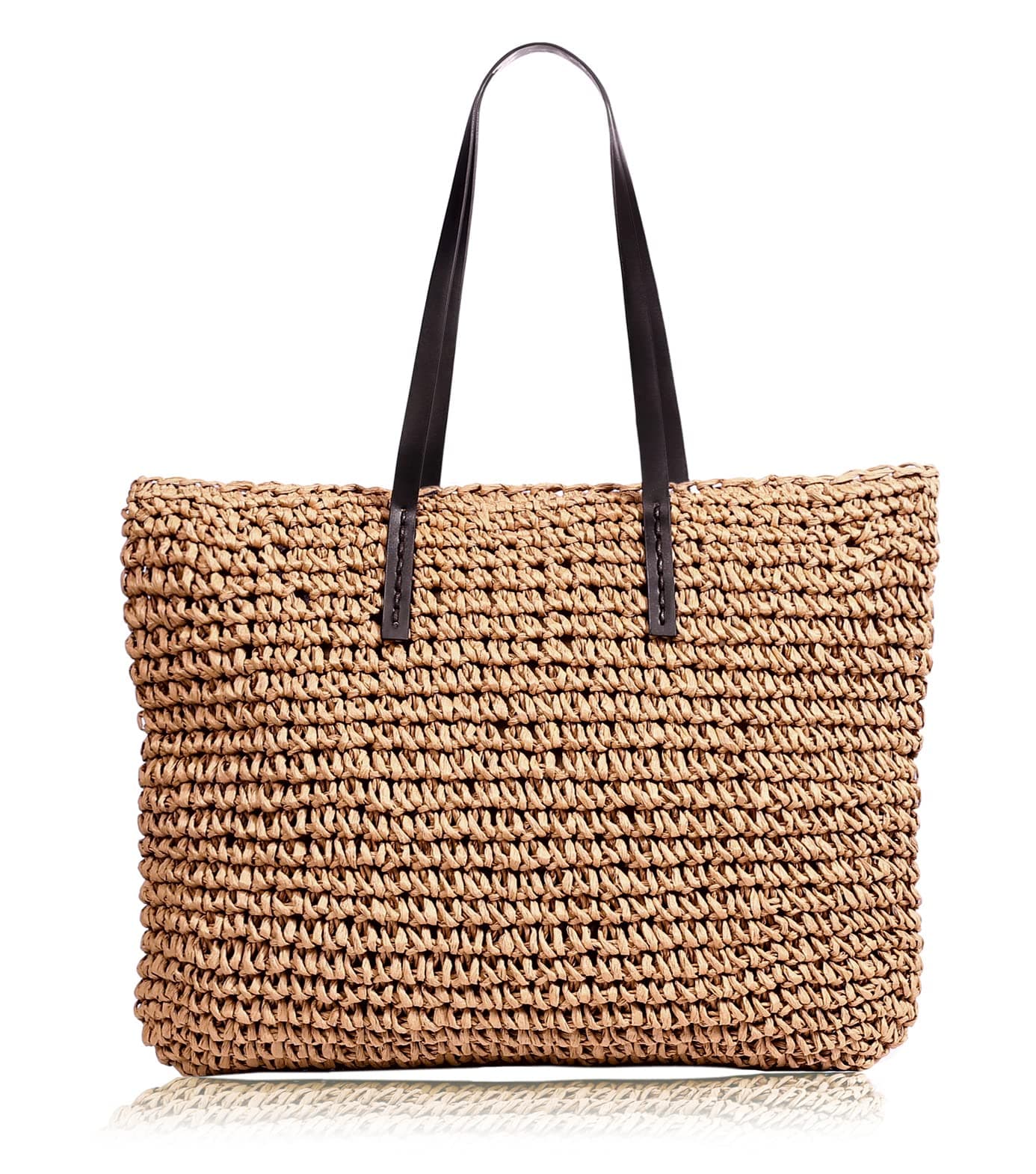 COOKOOKYStraw Beach Bag Summer Handmade Woven Shoulder Tote Bags Purse for Women