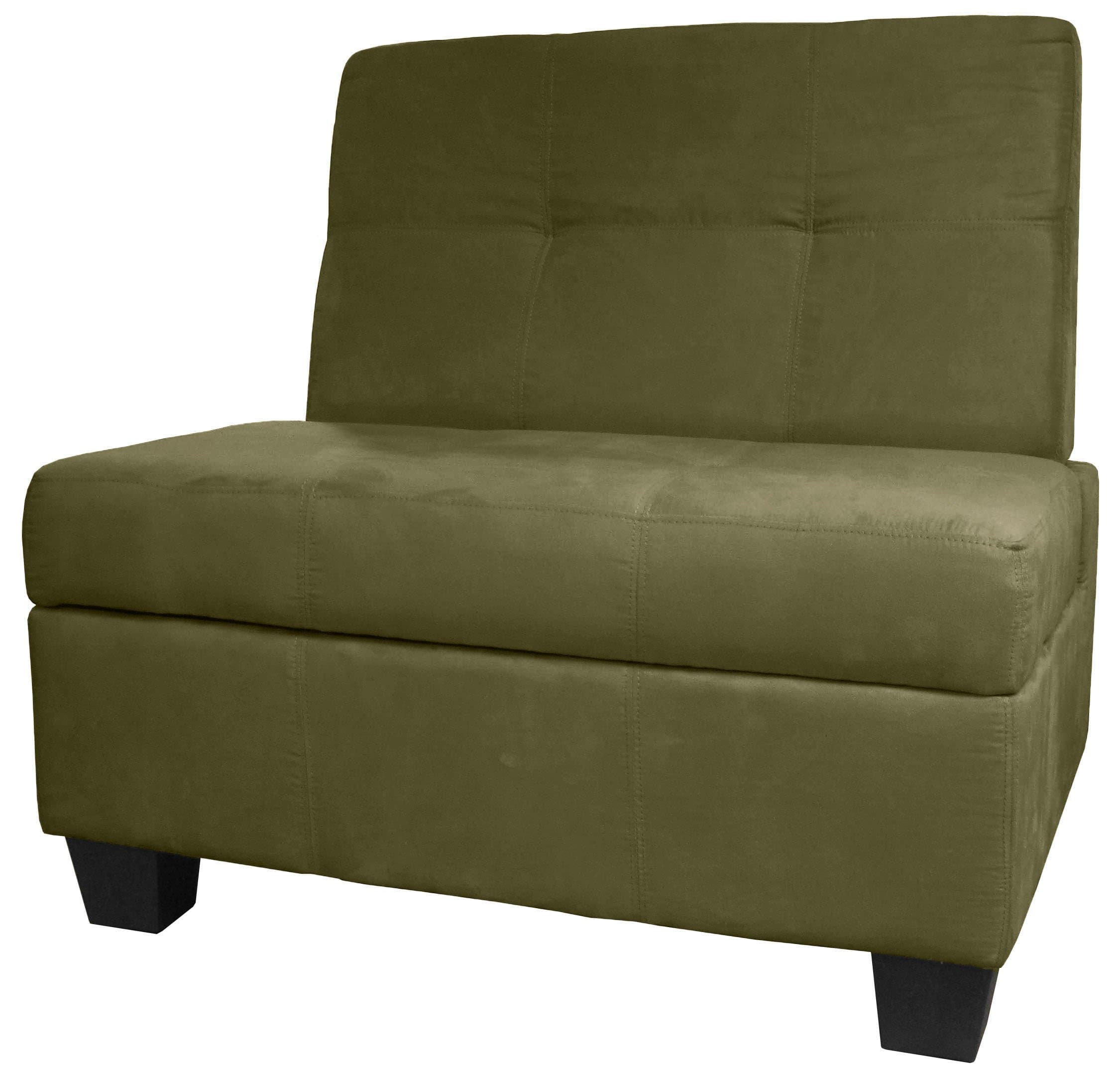 Butler Microfiber Upholstered Tufted Padded Hinged Storage Ottoman Bench, 36-inch-size, Microfiber Suede Olive Green