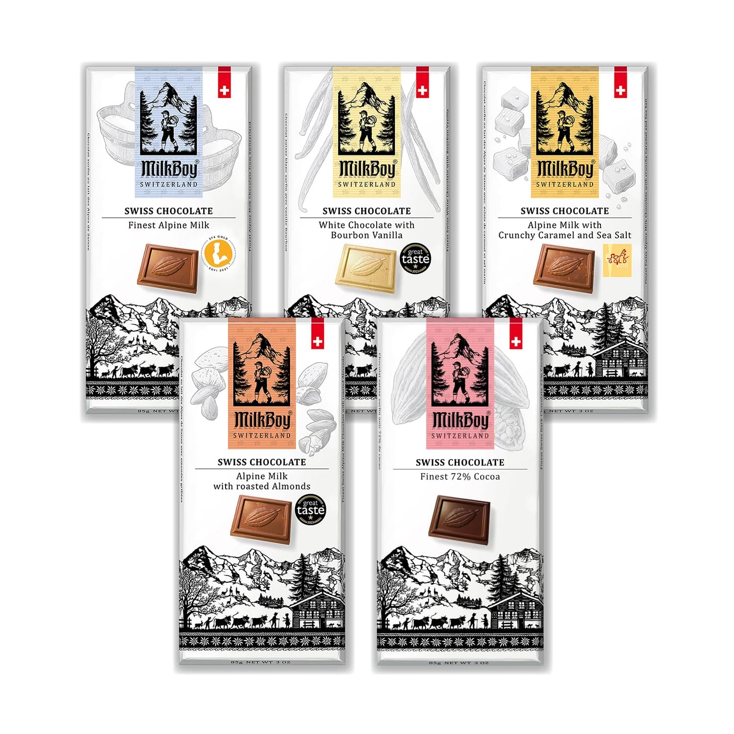 - Gourmet Milk Chocolate Bars - Dark Chocolates - White Chocolate Bar - Premium Handmade Chocolate Variety - Kosher - GMO Free - Chocolates Candy - (Pack of 5)