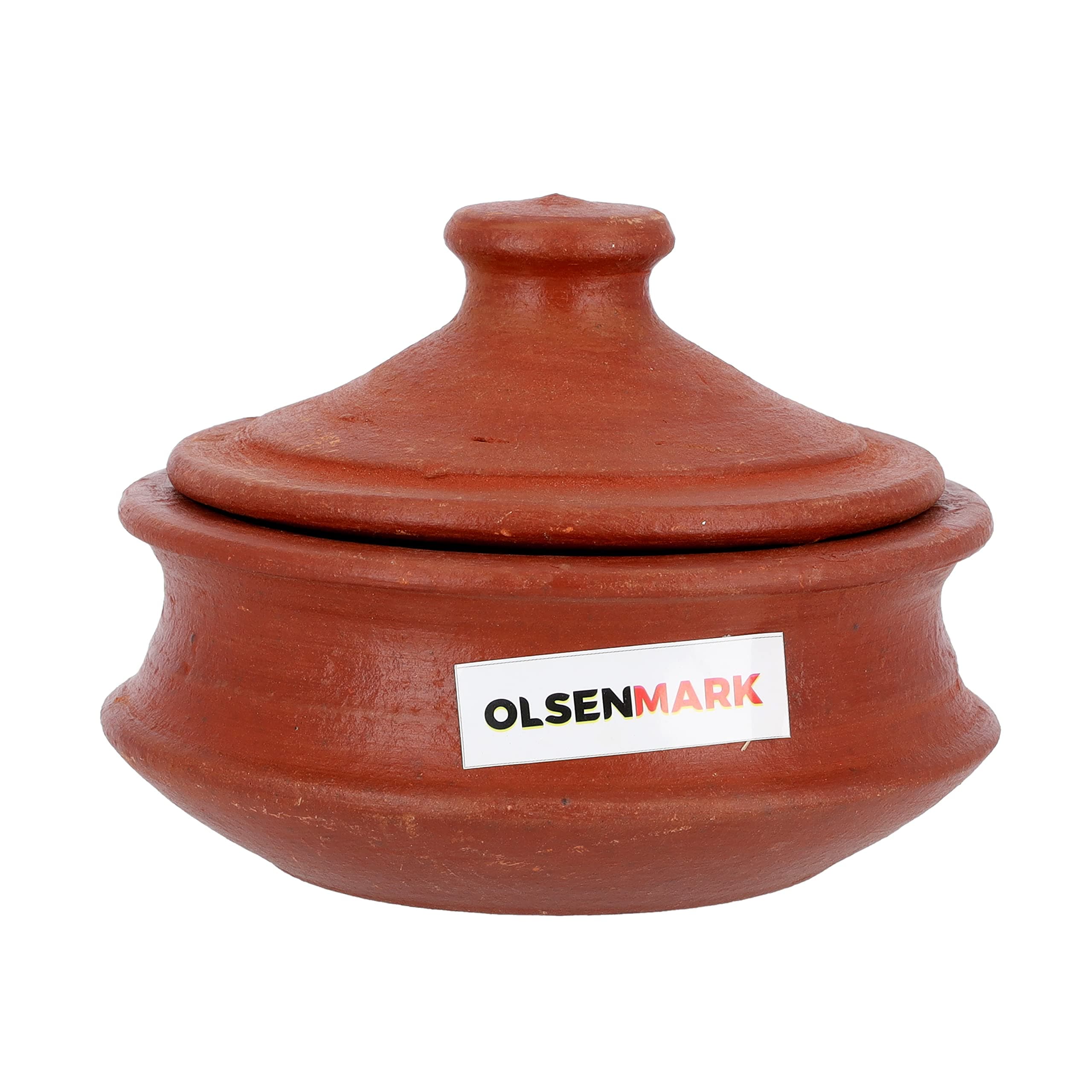 Olsenmark Traditional Cookware Curry Bowl With Lid, Clay Bowl, Omcp6030 Cooking Different Dishes 100% Eco Friendly Traditional Design Beneficial & Healthy Multiple USe, Venetian Red