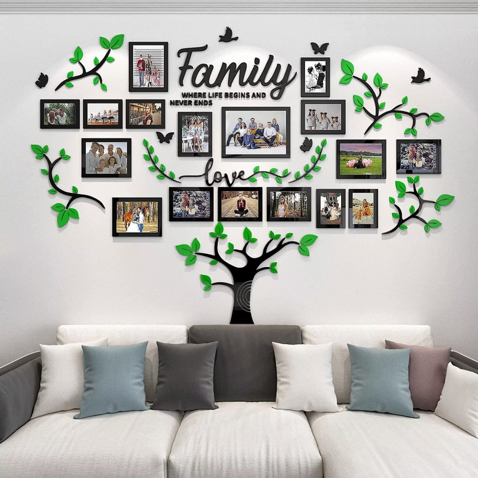 DIY Wall Decor Living Room Family Tree Wall Decor Sticker 3D Picture Frames Collage Wall Decor Living Room Decor