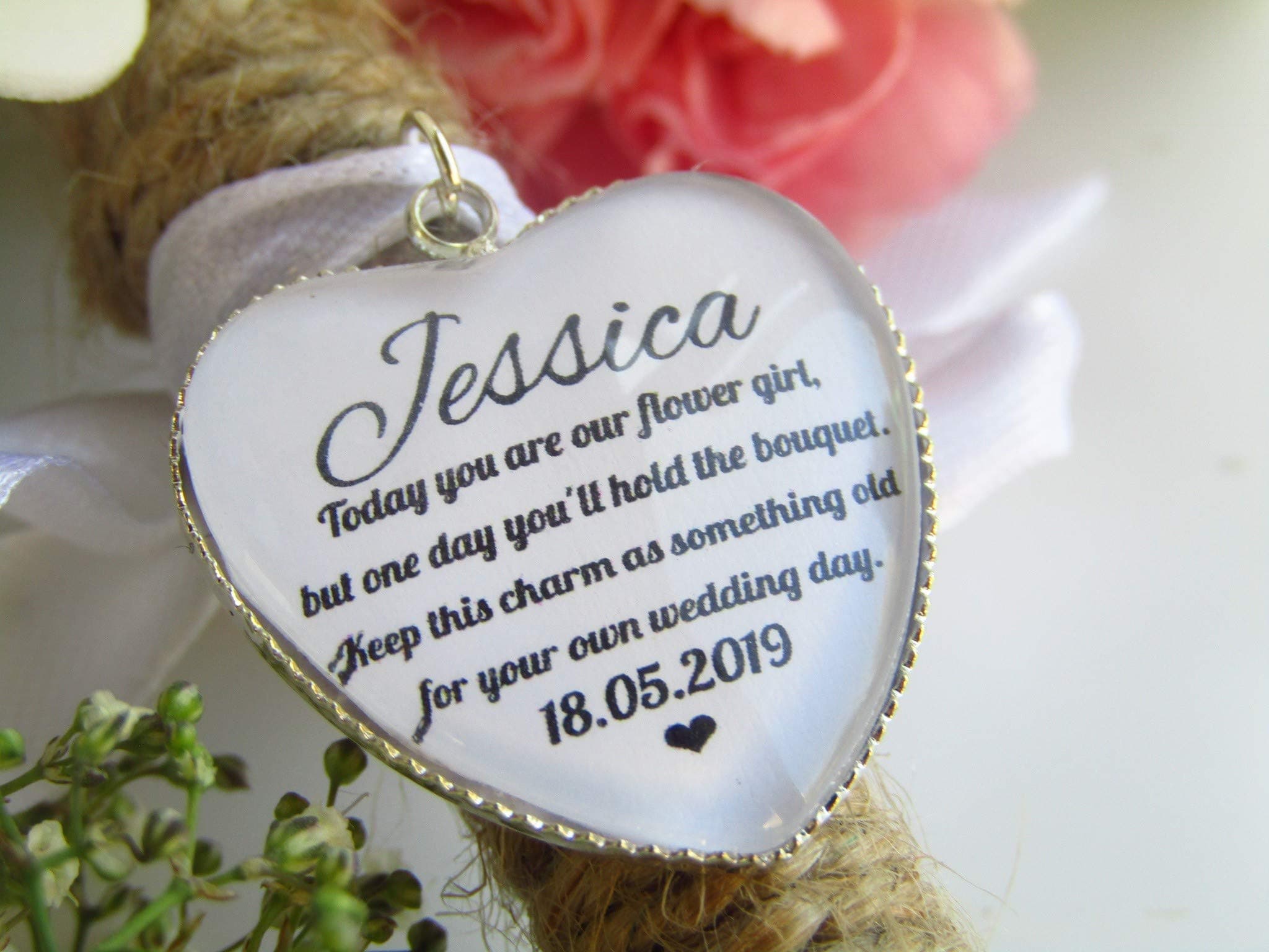 Rockshore Accessories Flower Girl Personalised Gifts Bouquet Charm Something Old Quote