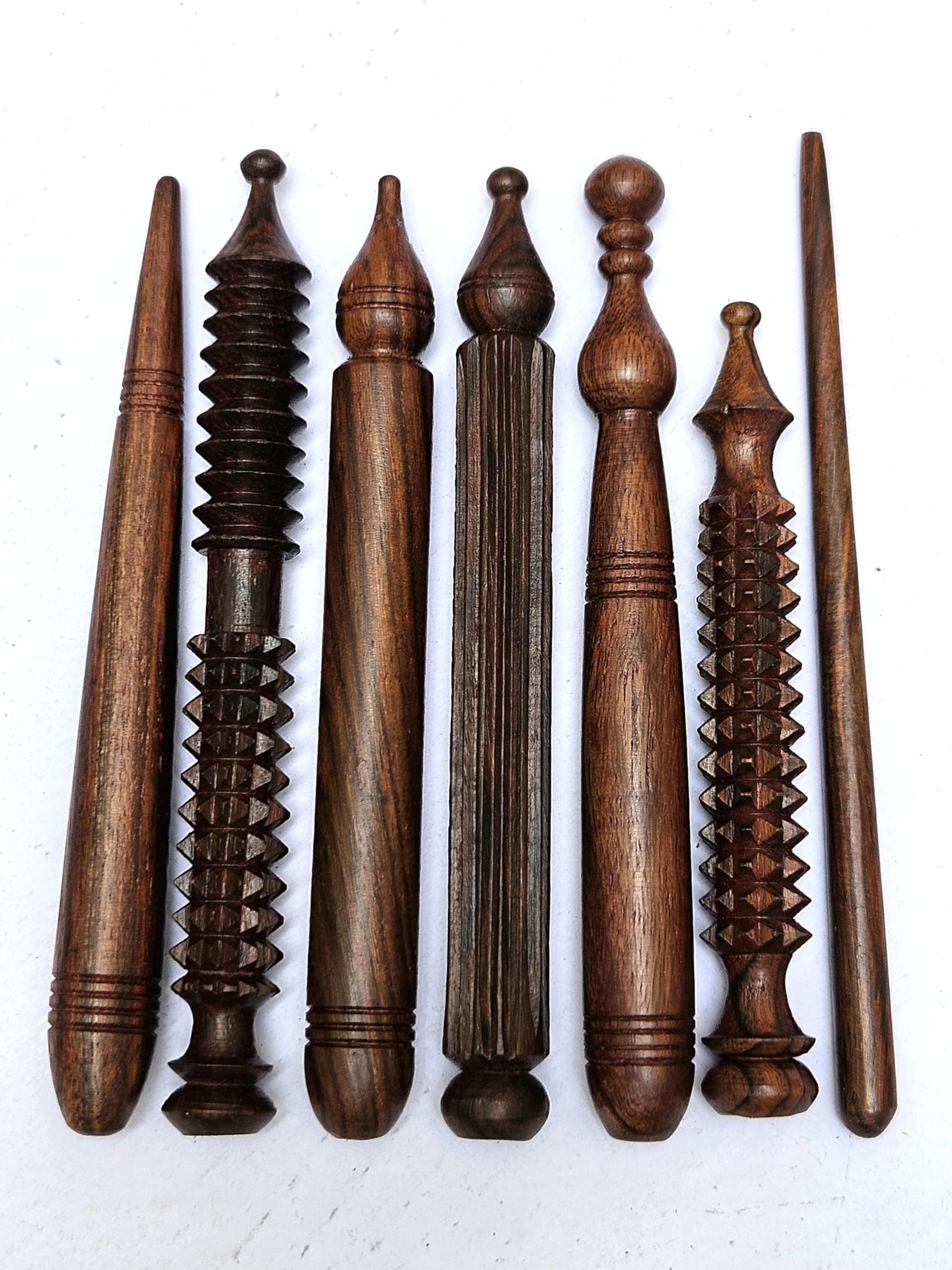 Wooden Massager, Acupressure Massager, Wooden Massage Sticks, Massager for Acupressure Points, Jimmy, Thai Massagers, Hand and foot Massager Sticks in PURE SHISHAM WOOD ( Pack of 6 )