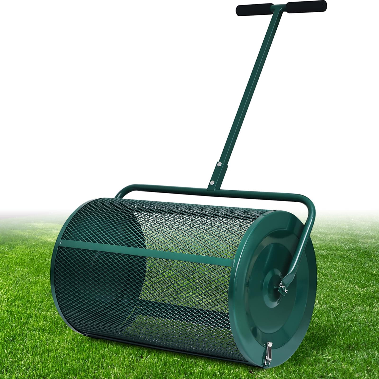 24-Inch Compost and Peat Moss Spreader- Heavy-Duty Multi-Purpose Lawn Spreader for Topsoil, Manure, Fertilizers, Mulch - Durable Metal Mesh,One-Piece Roller - No Assembly Needed