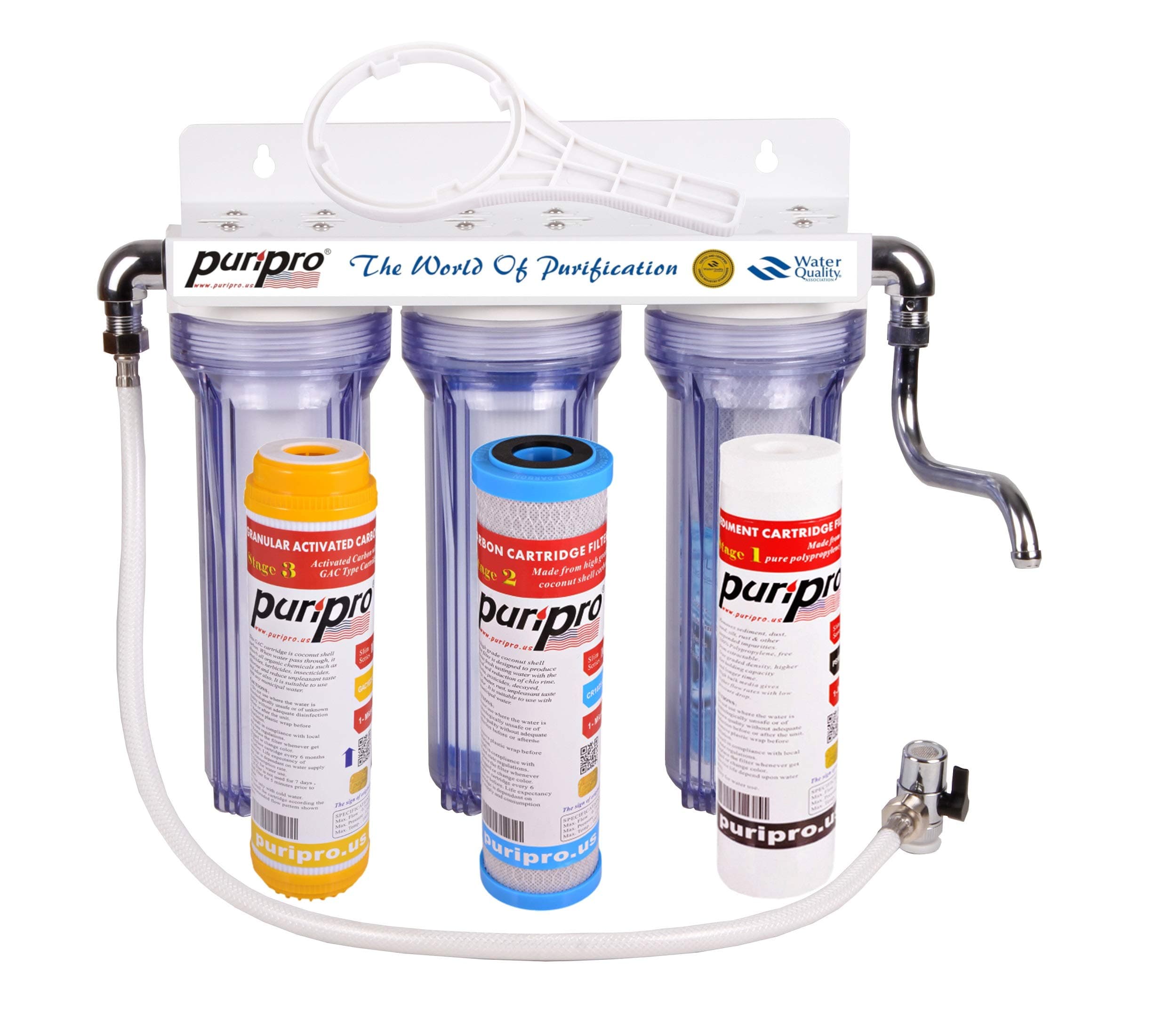 Puri Pro Drinking Water Filtration System - Water Purifier For Municipality Water - Removes All Impurities From Water (Triple Filter)