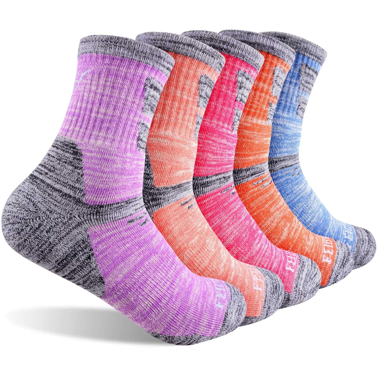 Hiking Walking Socks For Women, Multi-pack Outdoor Recreation Cotton Moisture Wicking Crew Socks