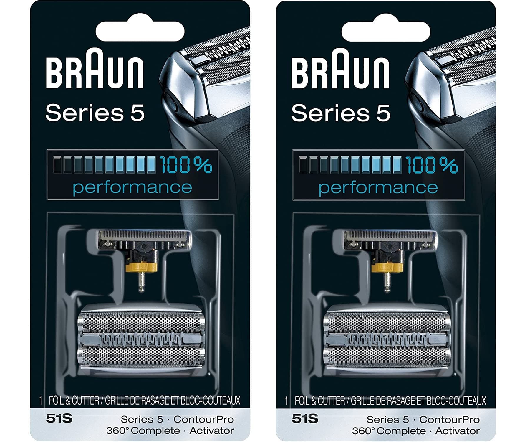 BRAUN 51S 8000 Series 5 360 Complete Activator ContourPro Shaver Foil & Cutter Head Replacement Pack, 2 Count
