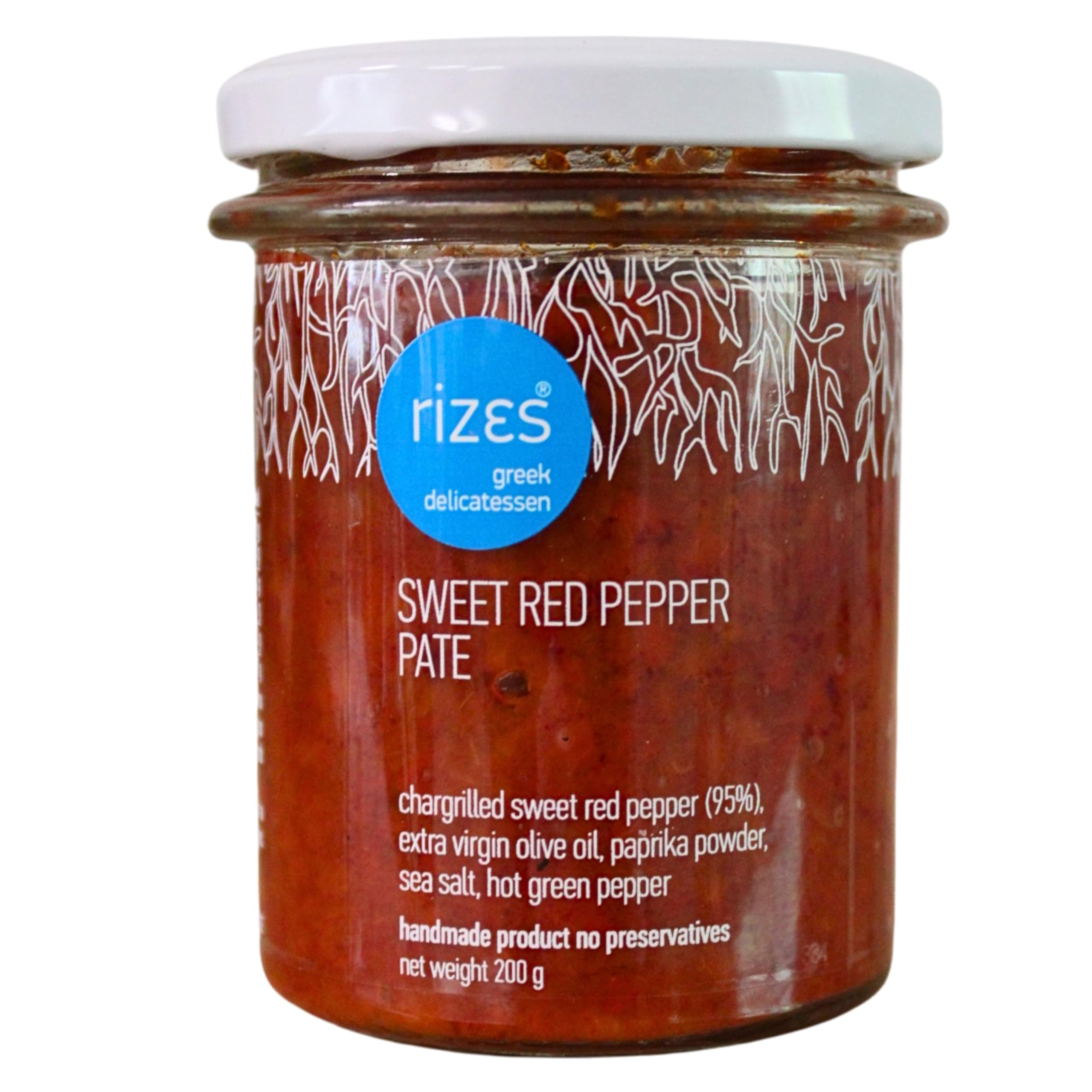 Rizes Greek Delicatessen Sweet Red Pepper Paste 200 g | Handpicked Smoked Pep...