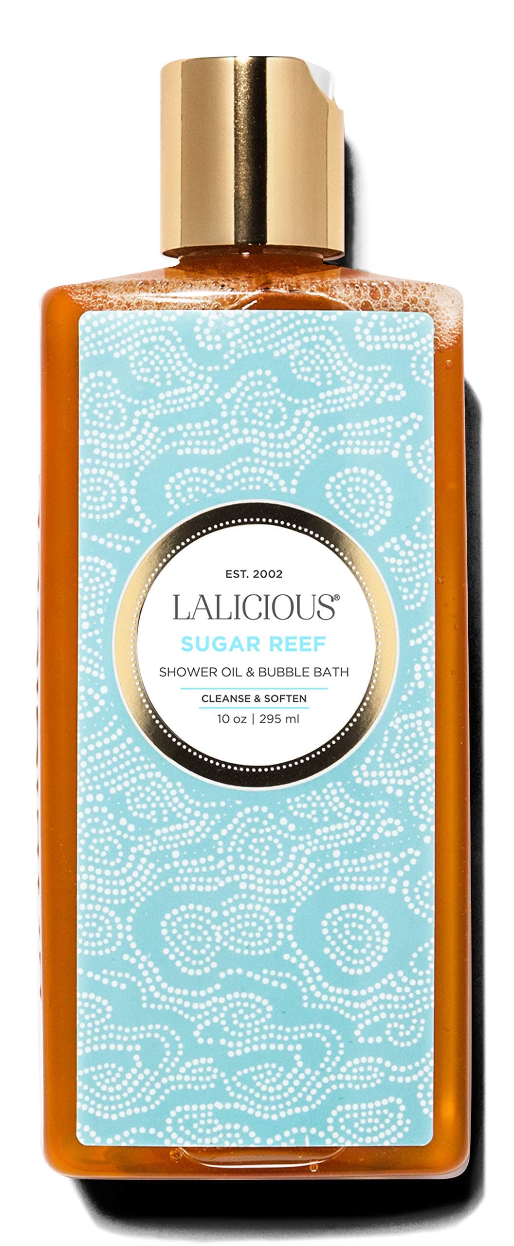 LaLiciousSugar Reef Shower Oil & Bubble Bath - Shower Cleanser with Topical Probiotics & Grapeseed Oil, No Parabens (10oz)