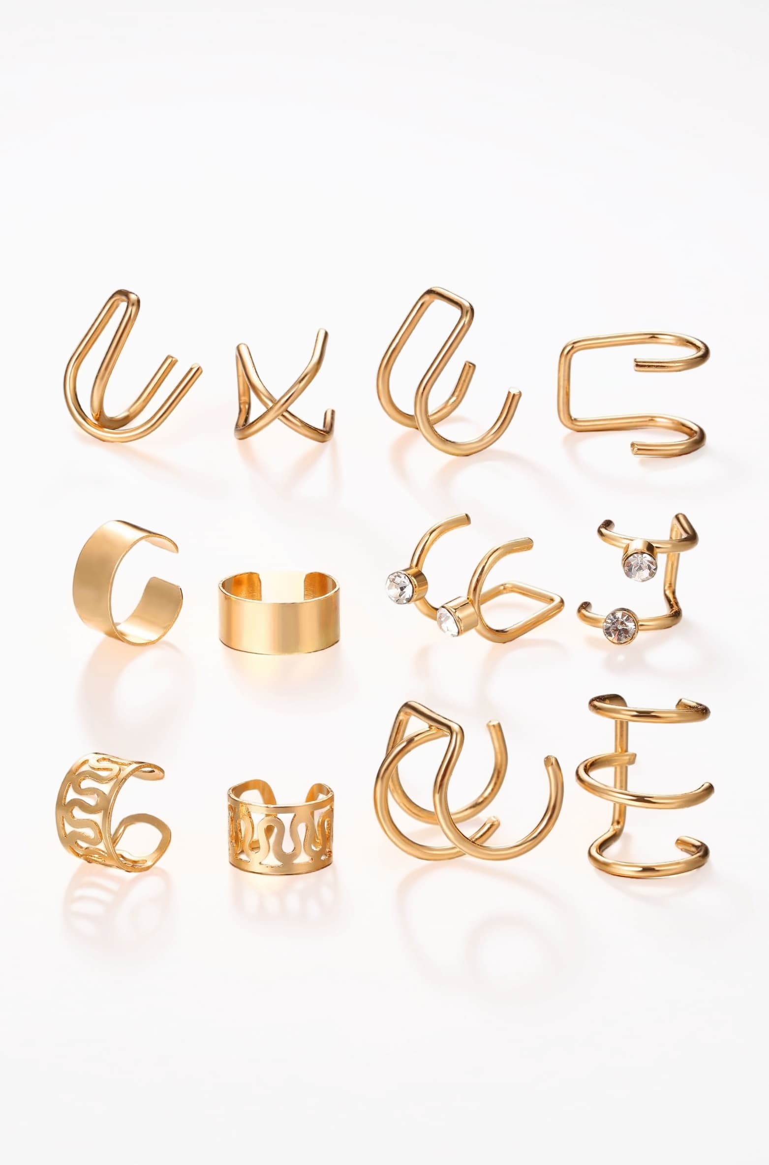 Latest Stylish 36 Pcs Combo Clip On Ear Cuff Earrings for Women Girls Men Punk Non-Piercing Cute Gold Silver Black Color Fake Cartilage Earrings