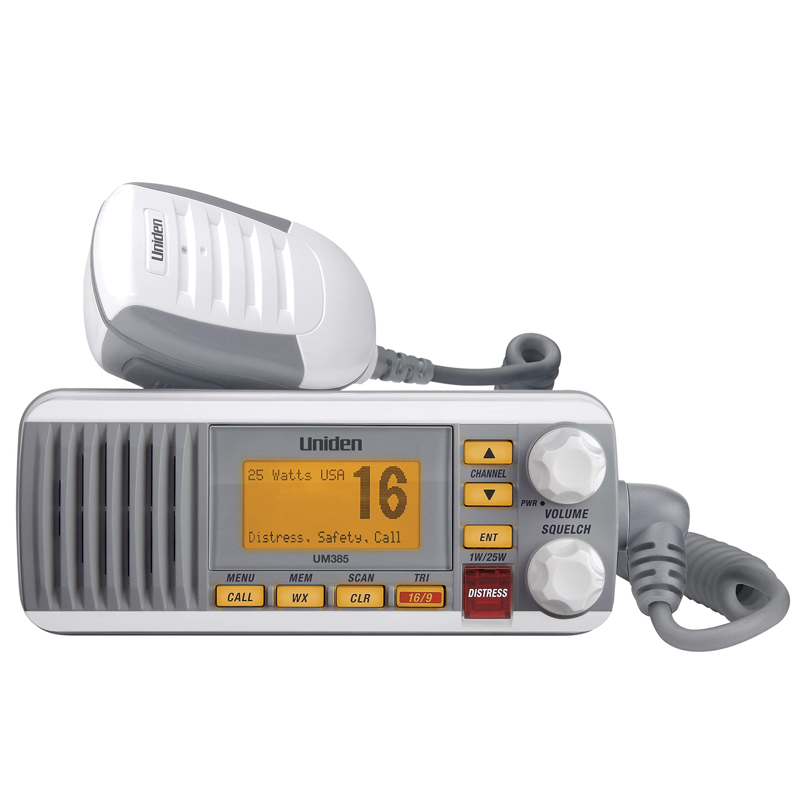 UM385 25 Watt Fixed Mount Marine Vhf Radio, Waterproof IPX4 with Triple Watch, Dsc, Emergency/Noaa Weather Alert, All Usa/International/Canadian Marine Channels, Memory Channel Scan, White