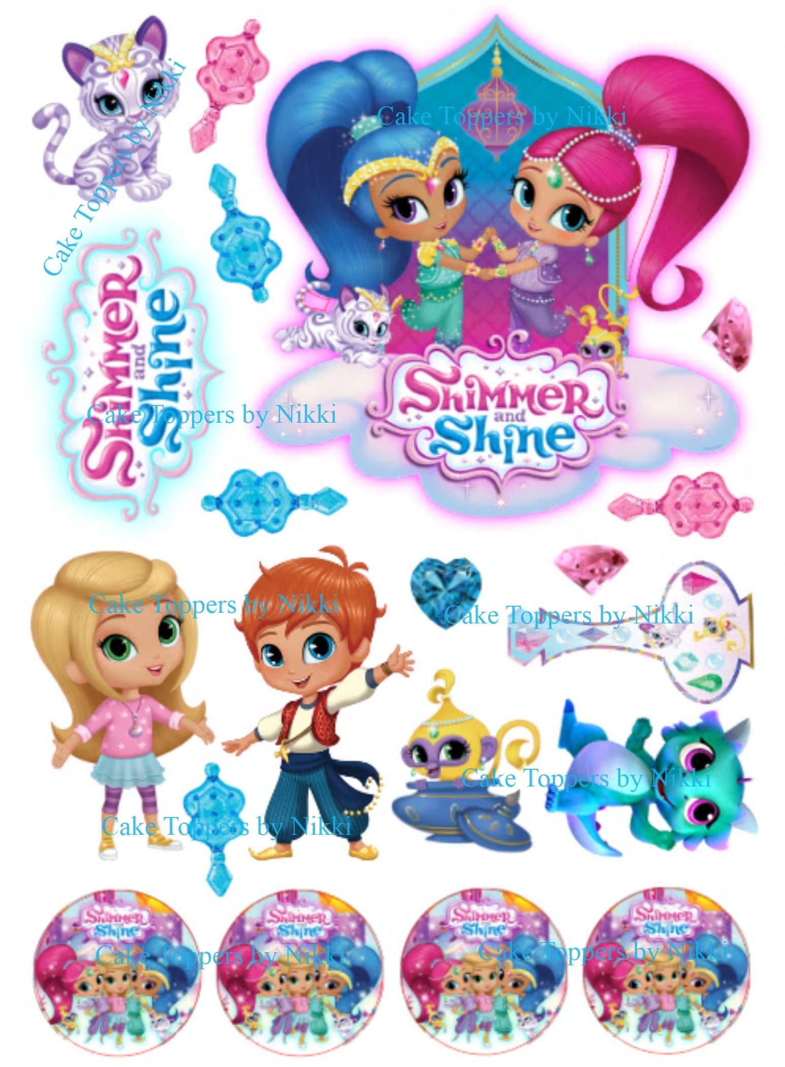 PRECUT EDIBLE SHIMMER AND SHINE 20PC SET ICING CAKE TOPPER EASY PEEL