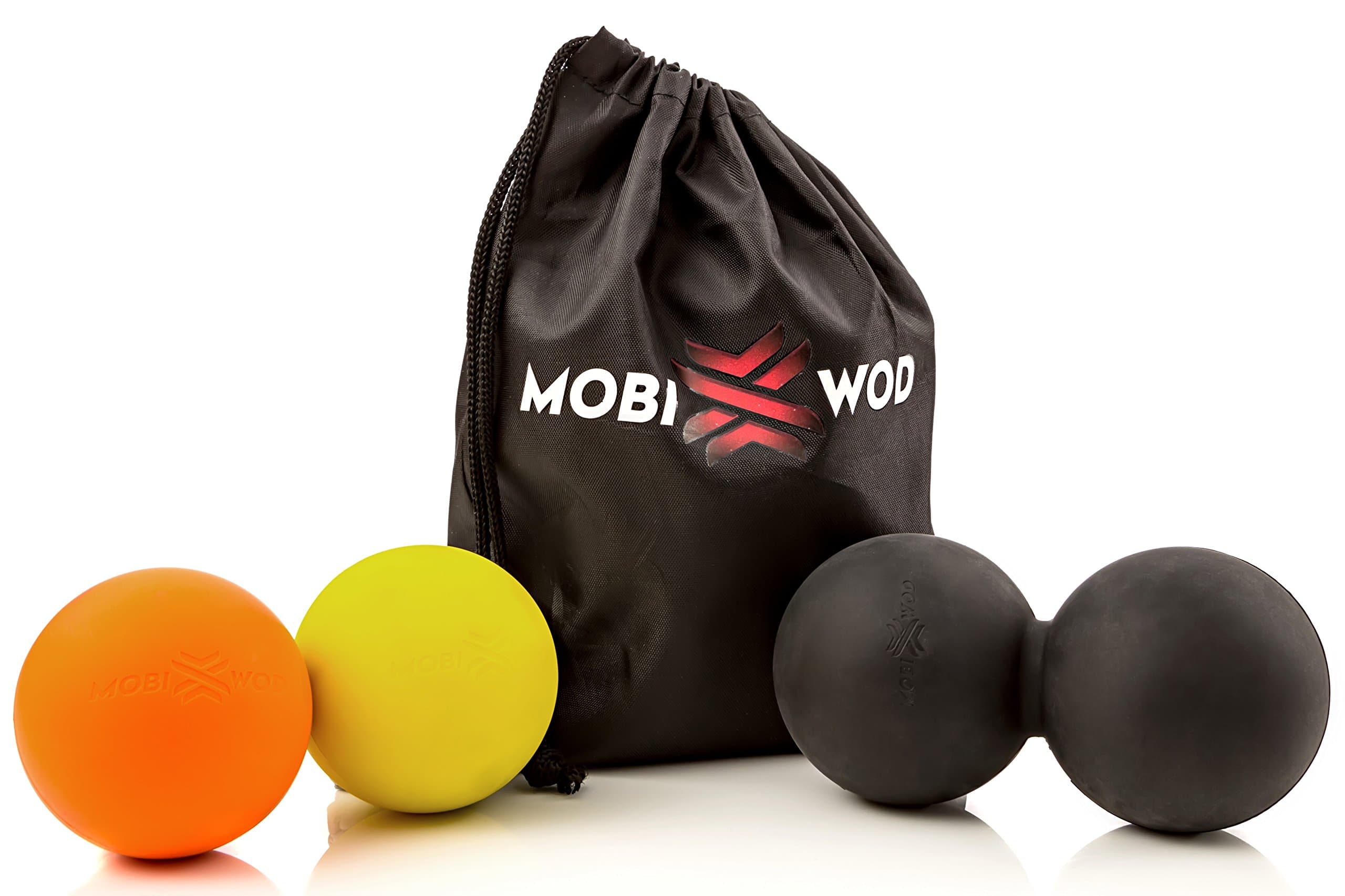 MobiWOD Peanut Ball & 2 Myofascial Release Balls(Lacrosse) for Trigger Point Therapy, CrossFit, Mobility Work, eGuide Included, Set of 3