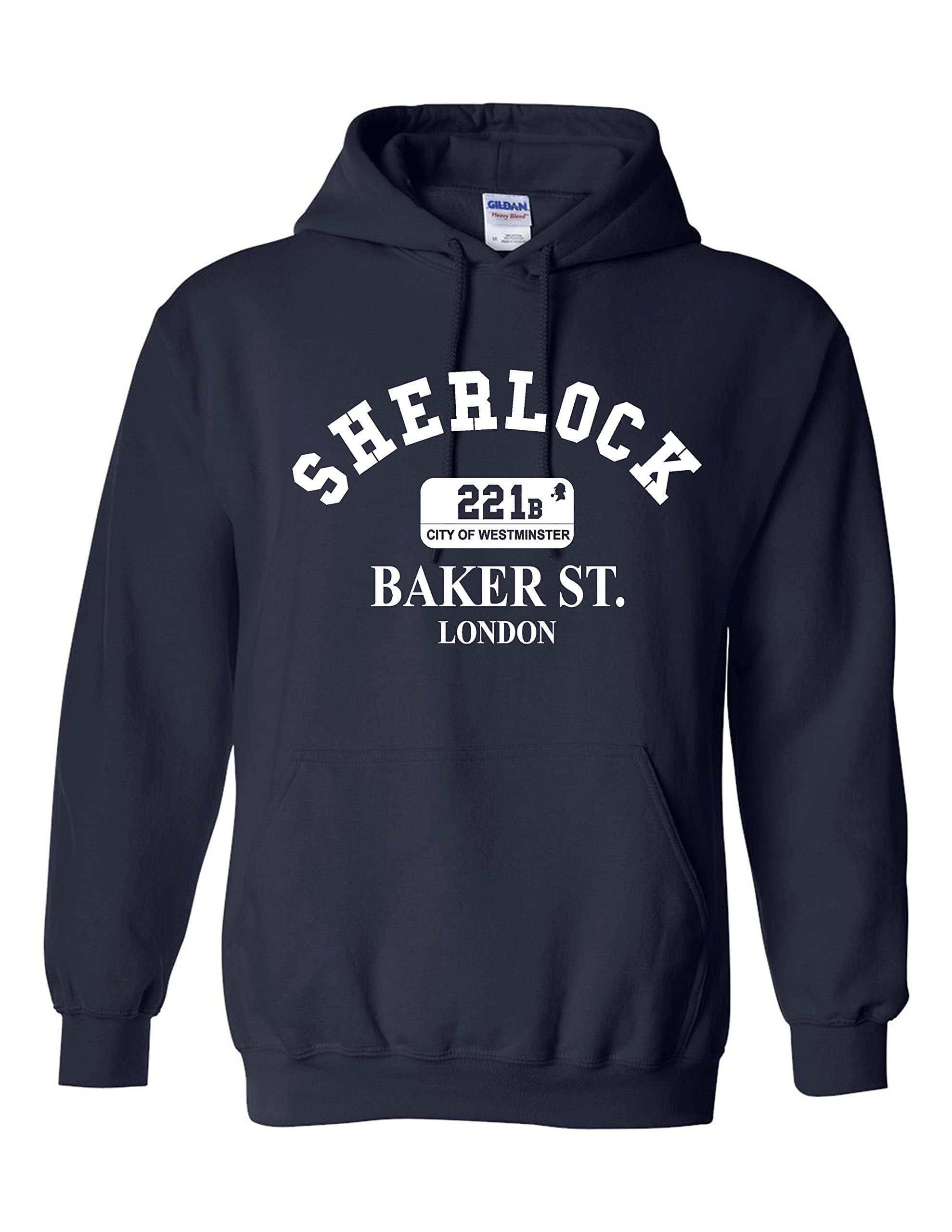 Gildan Funny Inspired SHERLOCK HOLMES 221b BAKER ST. LONDON Unisex Hooded Sweatshirt