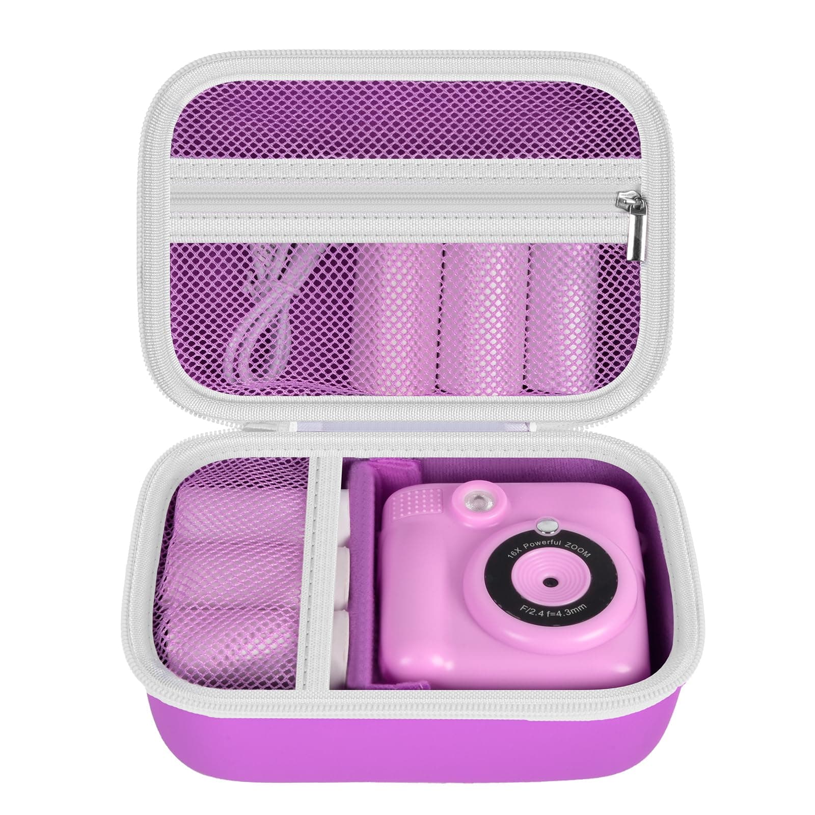 Kids Camera Case Compatible with Esoxoffore/for Dududragon/ for Bofider/ for Letshaha/ for Masterbee/ for Dylanto/ for Mgaolo Instant Print Camera, Digital Video Cameras Storage for Roll Papers-Purple