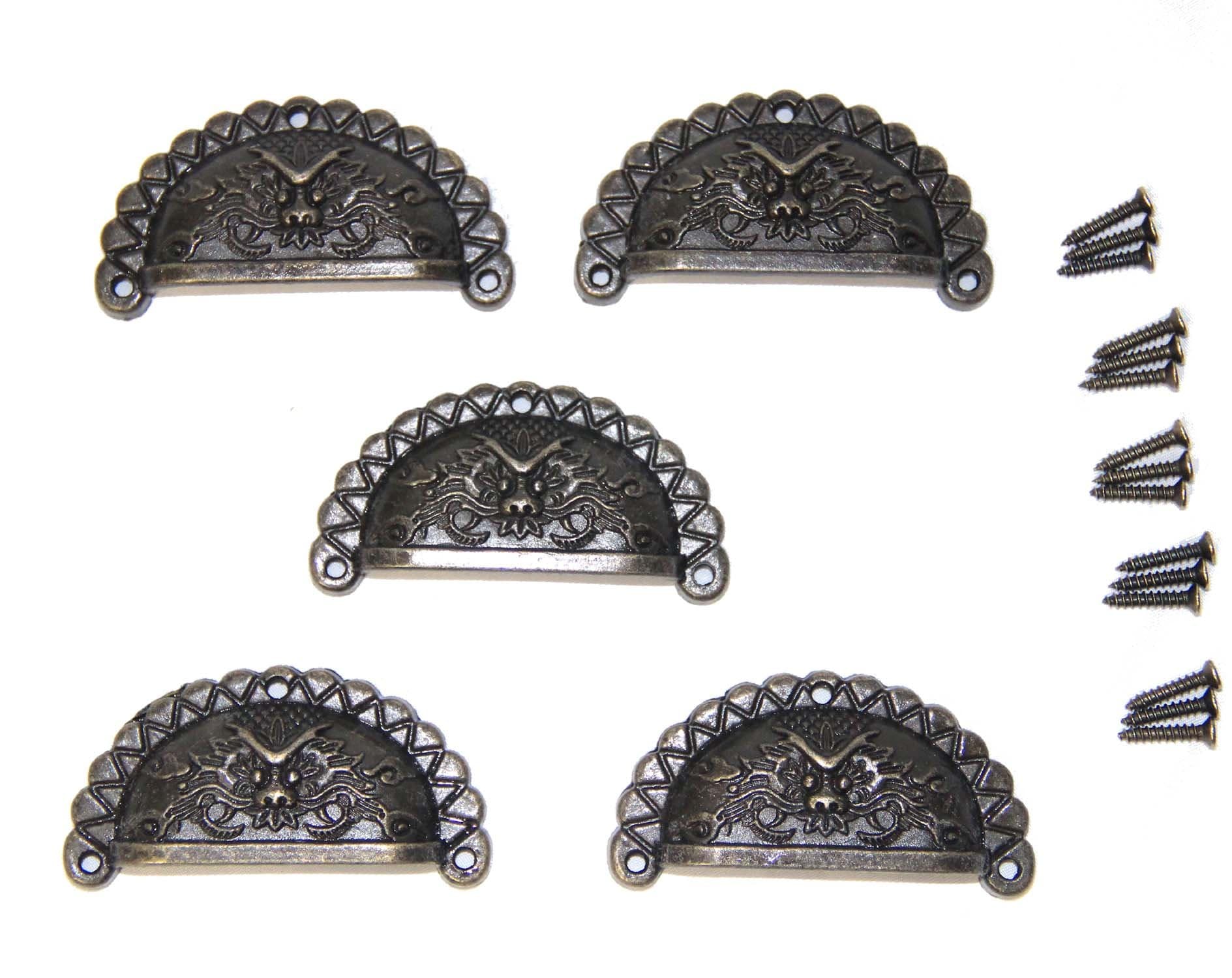 Vintage Cabinet Kitchen Hardware Bin Cup Drawer Handle Pulls, 5PCS 7.5cm Lion Pattern