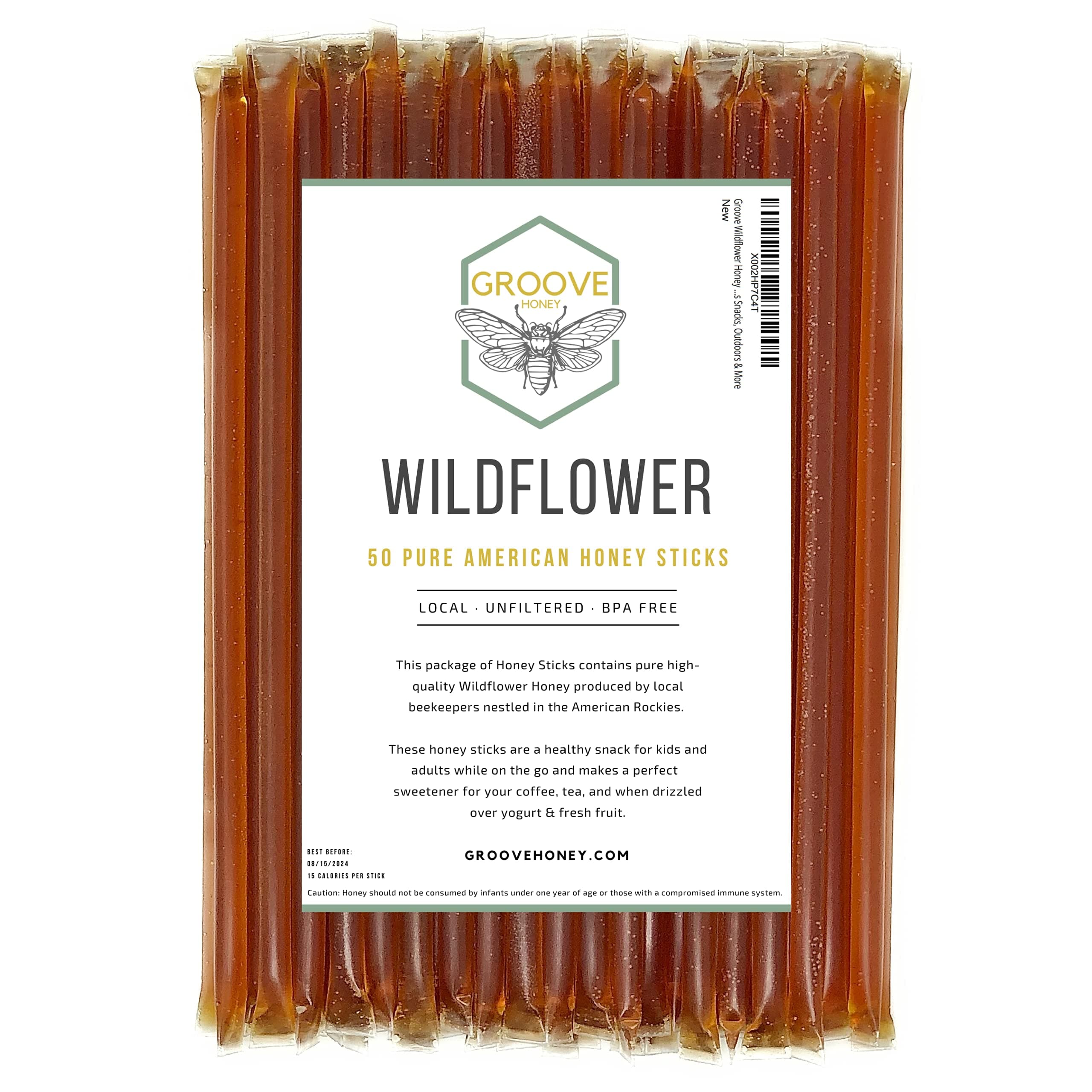 Groove Honey Wildflower Sticks | Local - Kosher Certified - All-Natural - Stix | 50 Straws | Sticks For Tea, Wedding Favors, Kids Snacks, Outdoors & More
