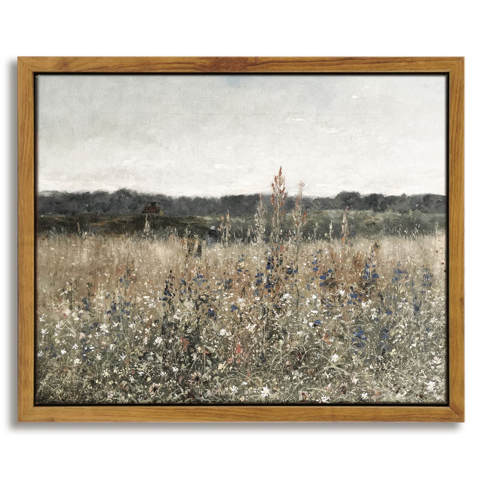 InSimSea Framed Canvas Wall Art, Meadow with Flowers Painting, Landscape for Living Room, Bedroom, Home, Bathroom Decor, 8x10