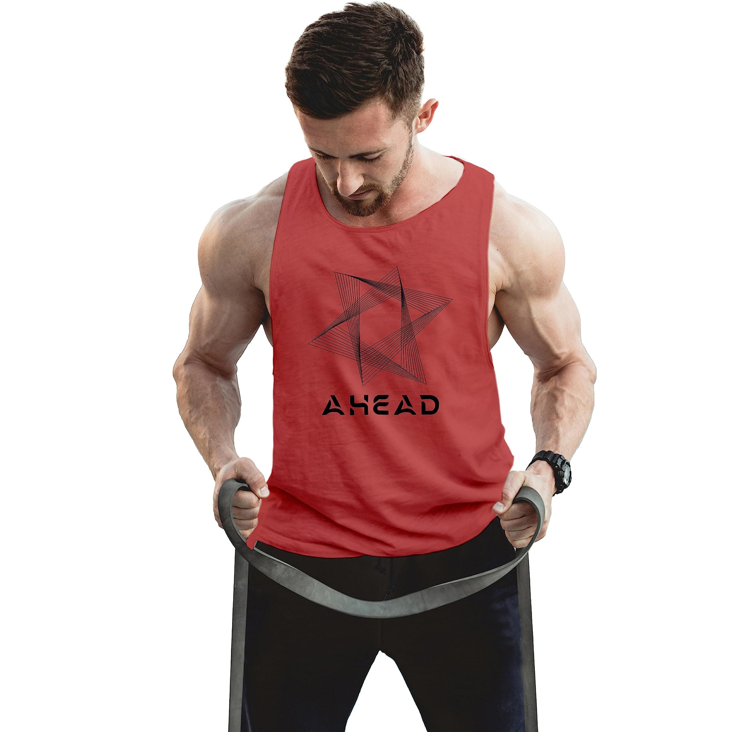 KV ROYALMen's Active Wear Sleeveless Tank top, Gym Vest, Leisure wear- Ahead