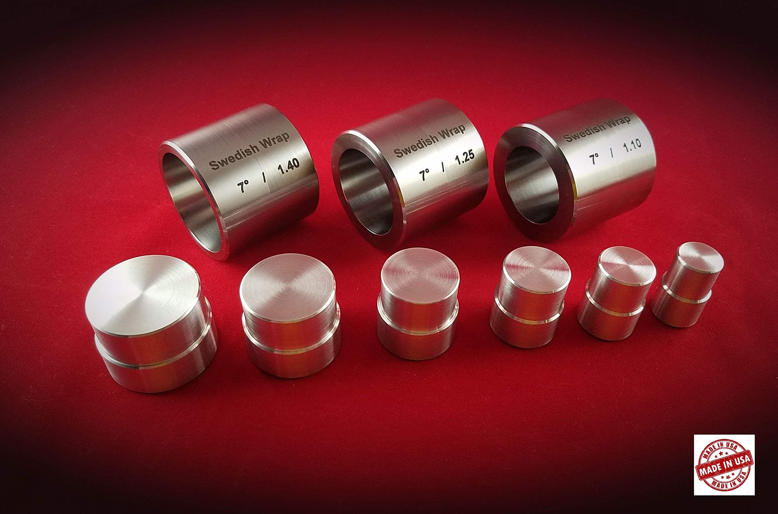 Swedish Wrap Die Set (3 pcs.) with Aluminum Plungers (6 Push Rods)