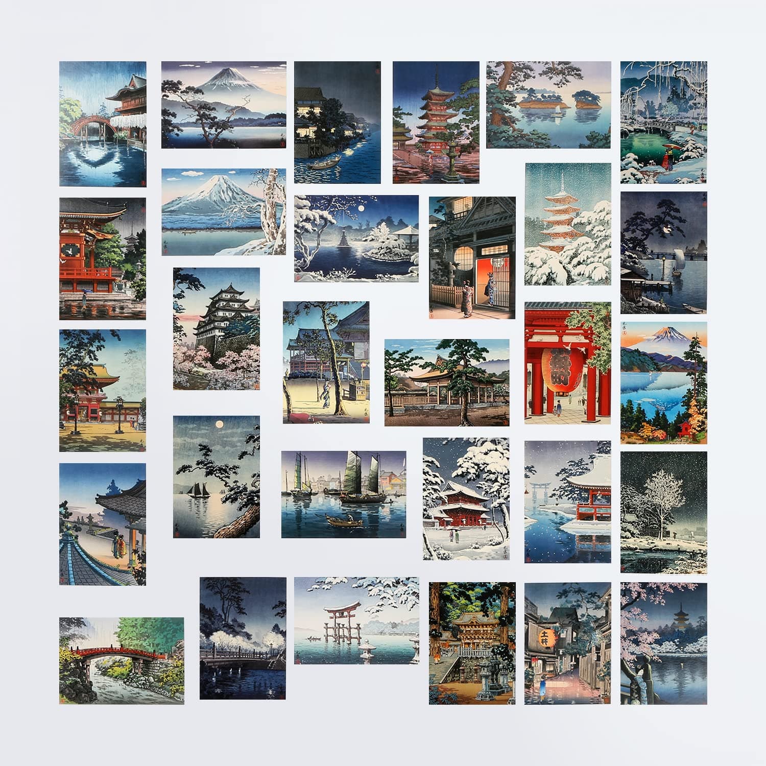 Tsuchiya Koitsu Art Postcards, Famous Painting Japanese Artwork Post Cards Bulk Pack(30 Pack), Aesthetic wall art prints decor, Postcards Poster for School Students Teacher Thank You Note Cards