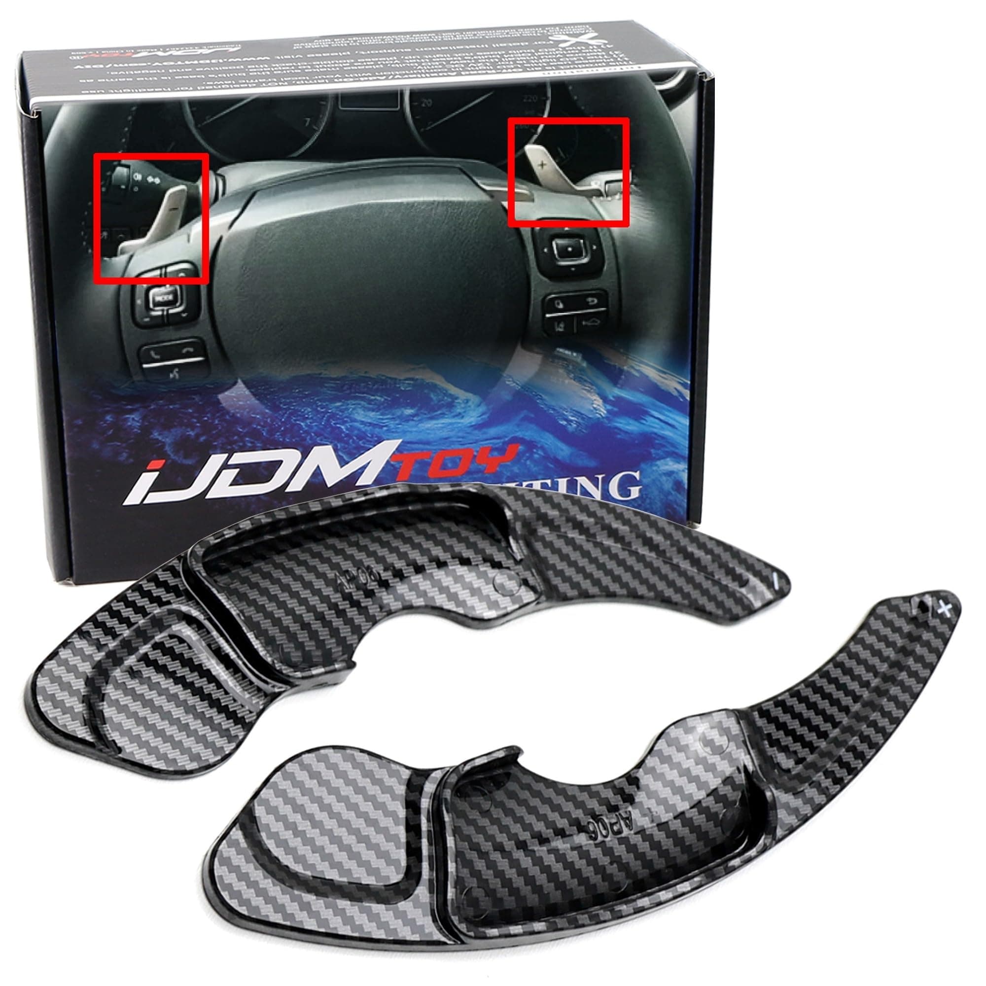 iJDMTOY Twill-Weave Carbon Fiber Pattern Style Larger Paddle Shifter Extensions Compatible with Lexus IS250 IS300 IS350 RC300 RC350 NX200t NX300 CT200h, etc