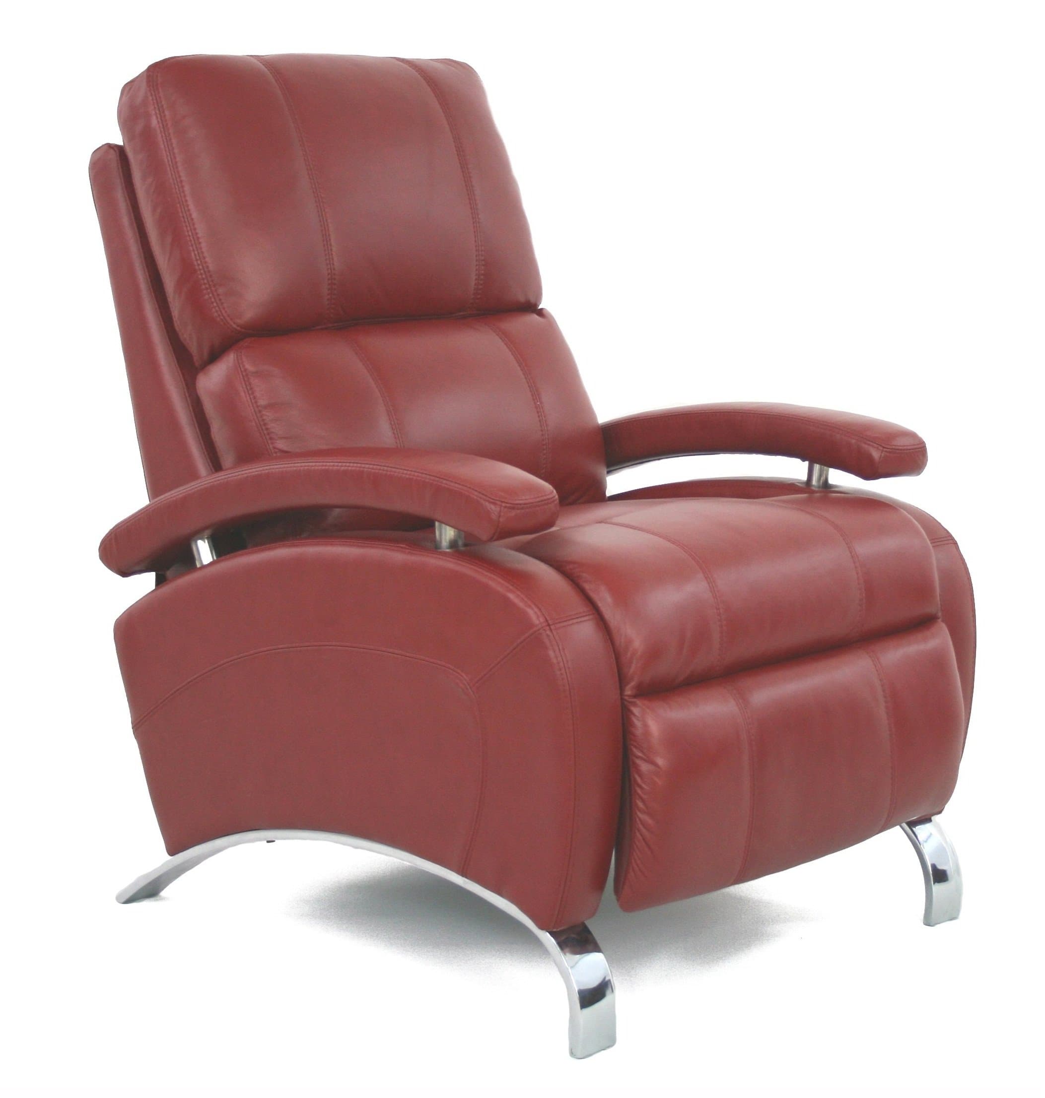 BarcaLounger Oracle II Leather Recliner Red Leather/Chrome Frame