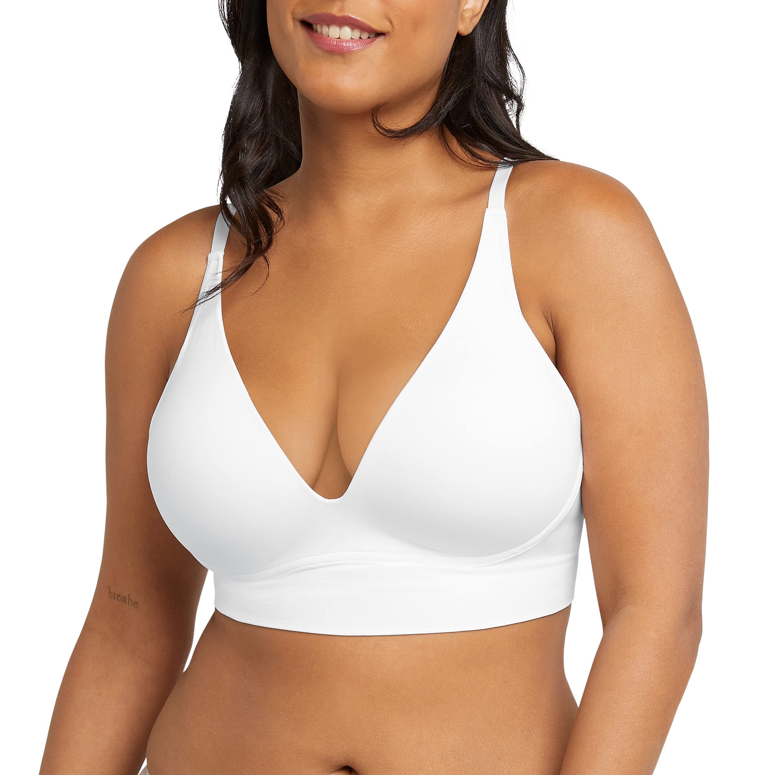 maidenformWomen's Seamless Lift, Wireless Long-Line Convertible Tank-Style Bralette, White