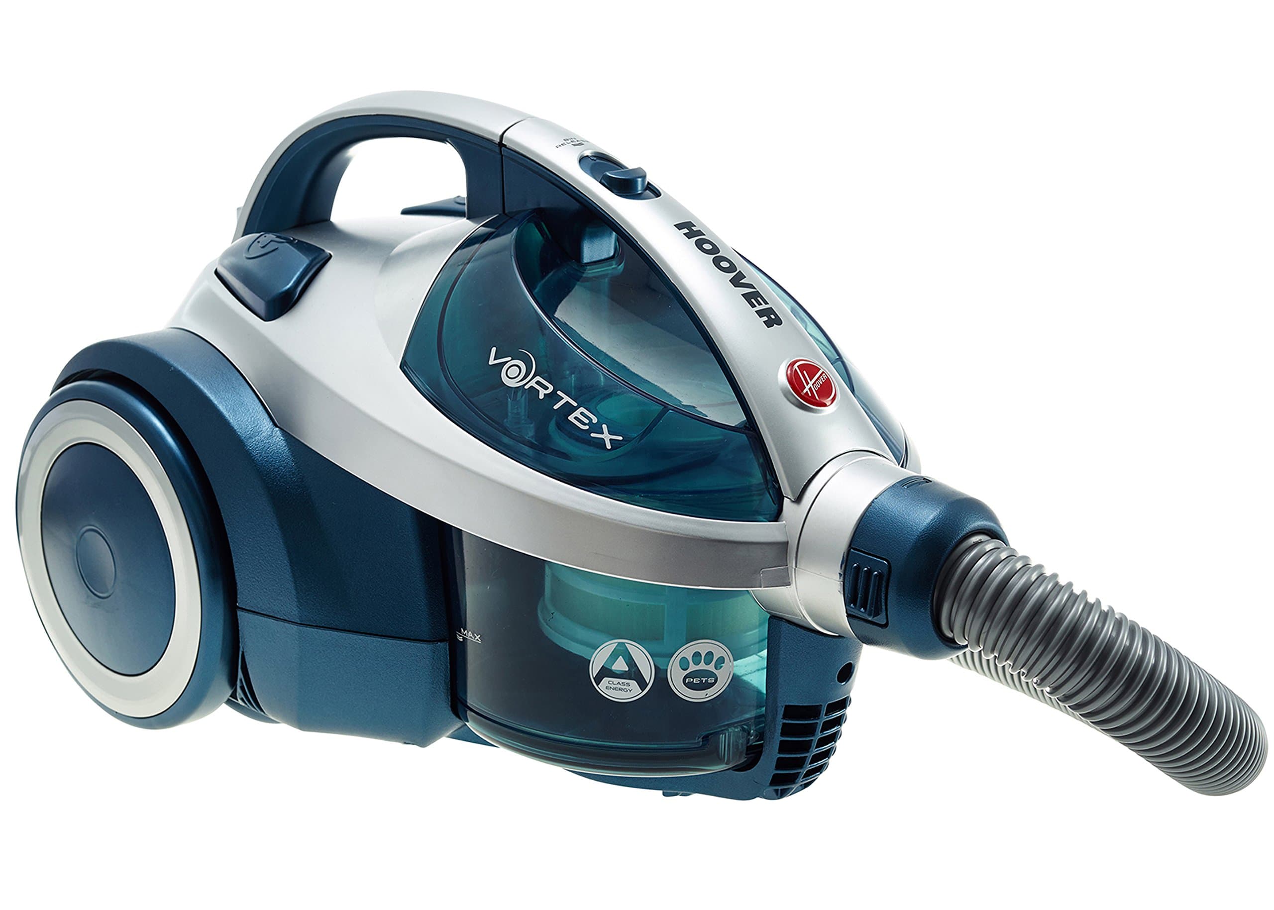 Hoover 39001173 SE81VX11 Cylinder Vacuum Cleaner with Pet Turbo Brush, 1.5 Litre, 850 W, Blue/Silver [Energy Class A]