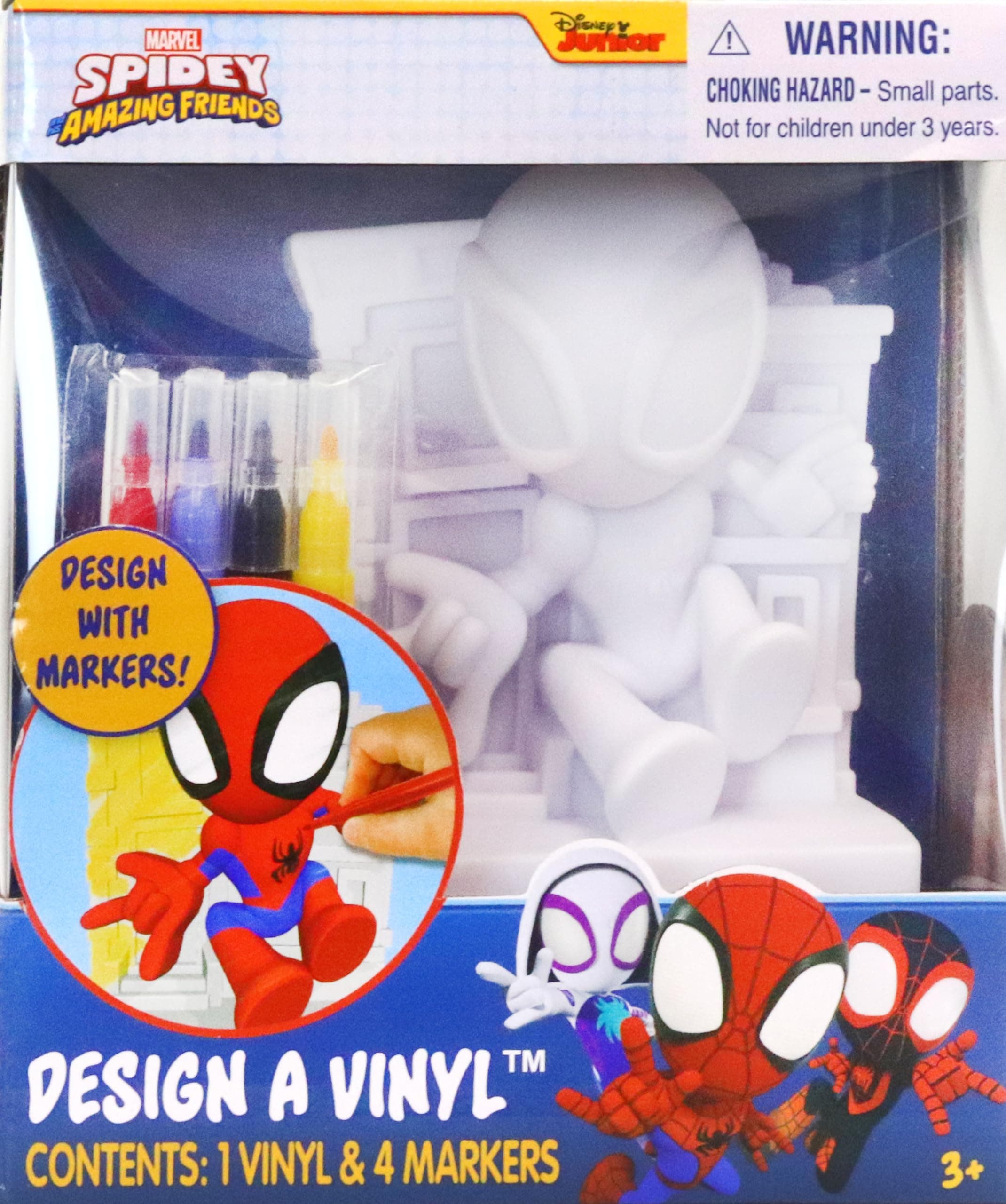 Marvel Spidey Design A Vinyl – Marvel Spidey and His Amazing Friends DIY Coloring Toy – Washable Markers and Vinyl Figures Included – Creative Craft Kit for Kids Ages 4+