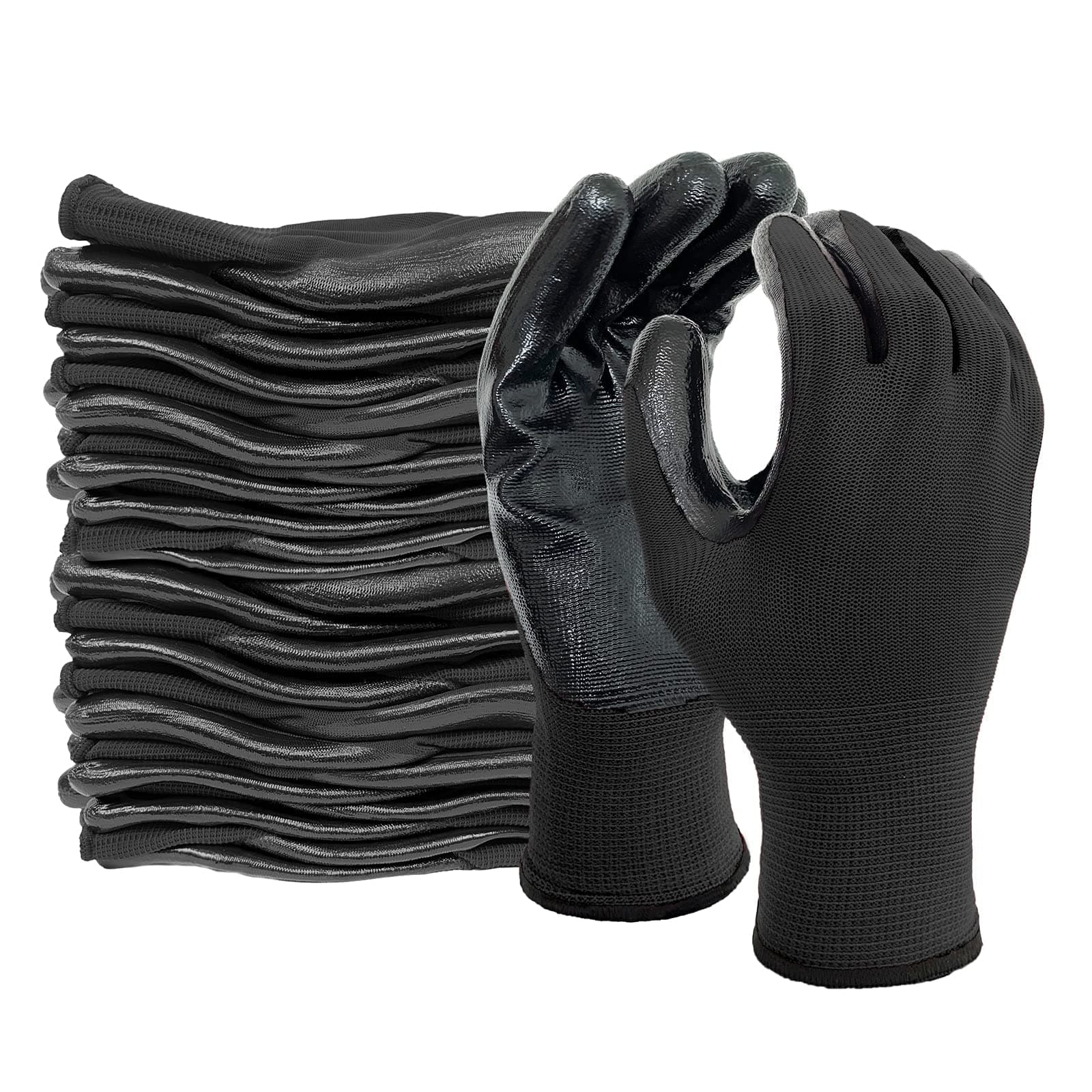 NALACAL 12-Pair Work Gloves with Rubber Coating: Anti-Slip, Oil-Resistant for Mechanics, Gardening - Breathable Design for Men & Women