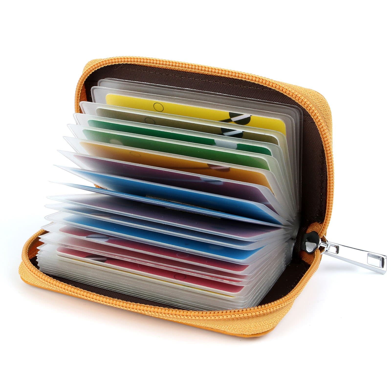 GERIINEERCredit Card Holder Wallets for Women Men Leather 26 Card Slots (Yellow)