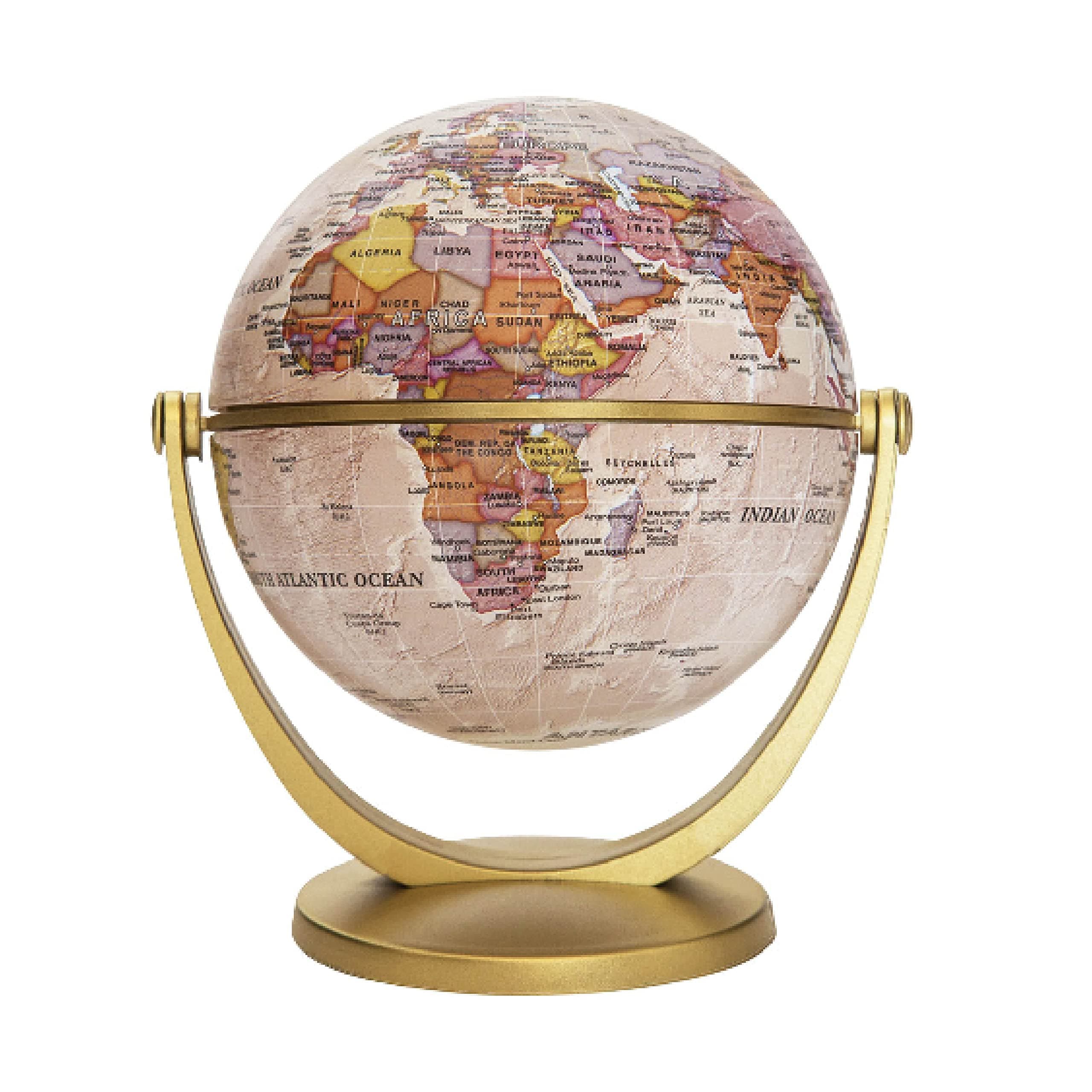 Waypoint Geographic GyroGlobe Antique World Globe, 4" Compact Mini Globe, Multi-Directional World Globe with Easy-to-Read Map, Great for Small Desk or Office Décor