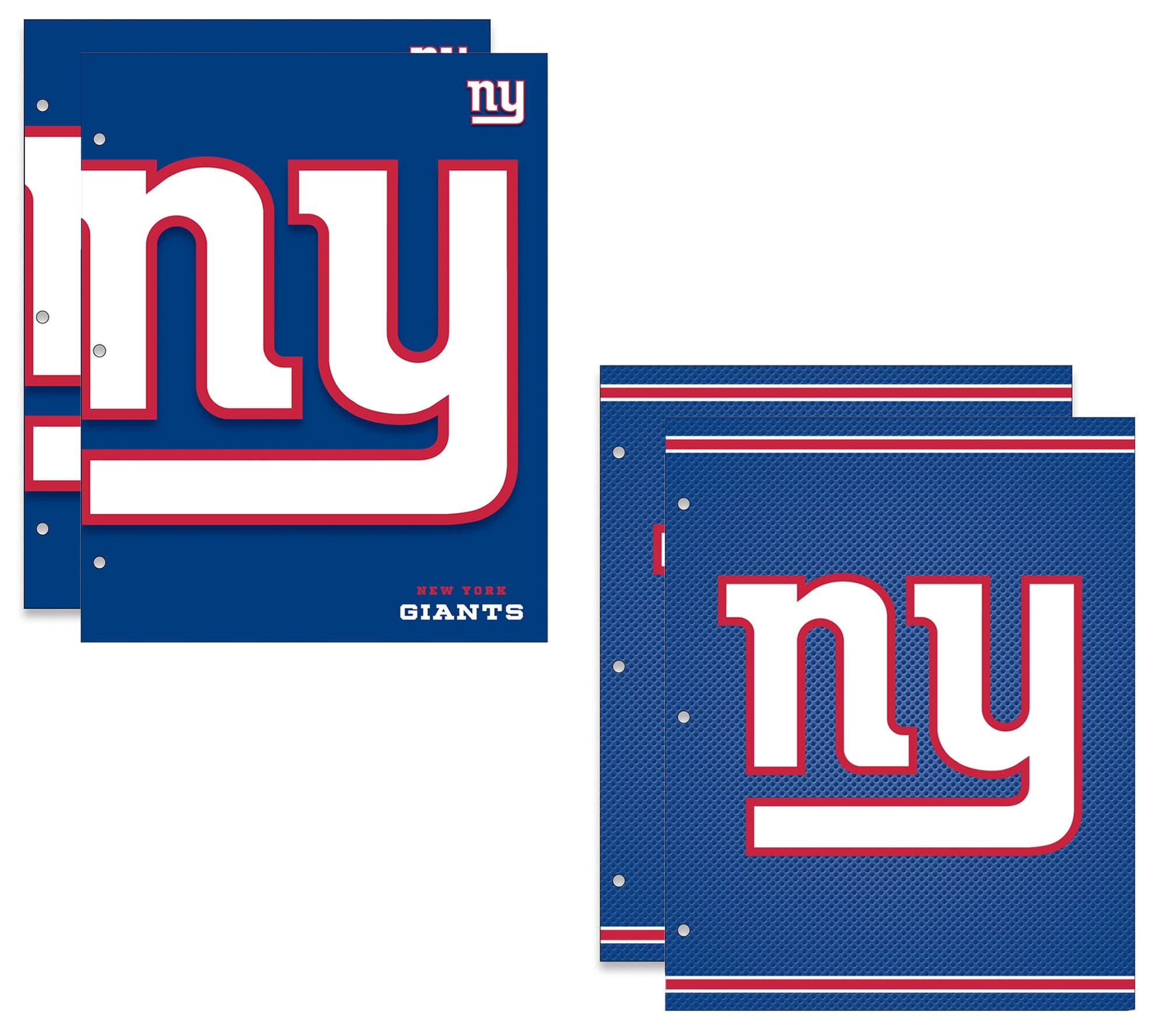 New York Giants NFL 2-Pocket School Folders, 4 Pack, 9.5" x 12"