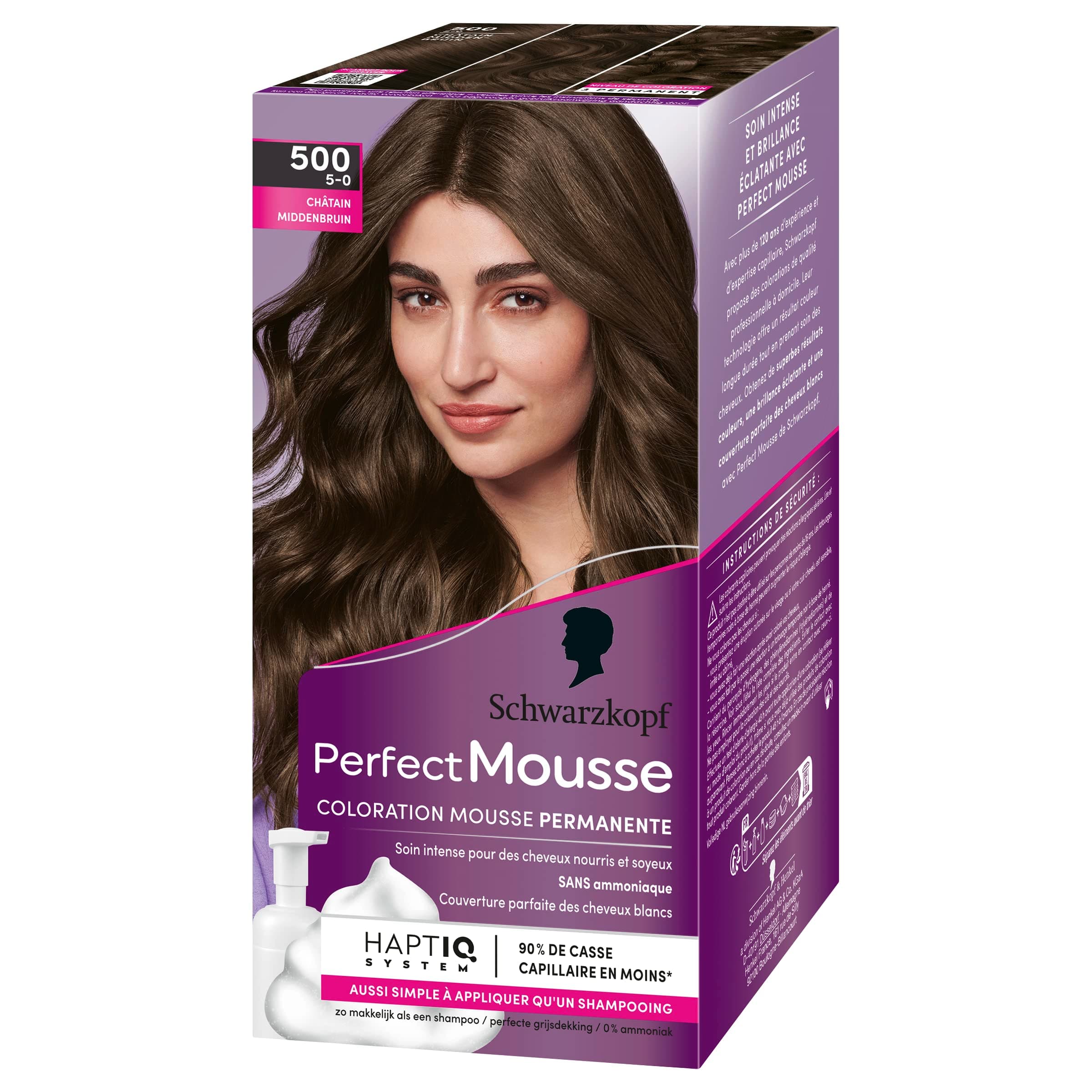 Schwarzkopf Perfect Mousse Permanent Hair Colour Foam, Ammonia-Free - Chestnut 500