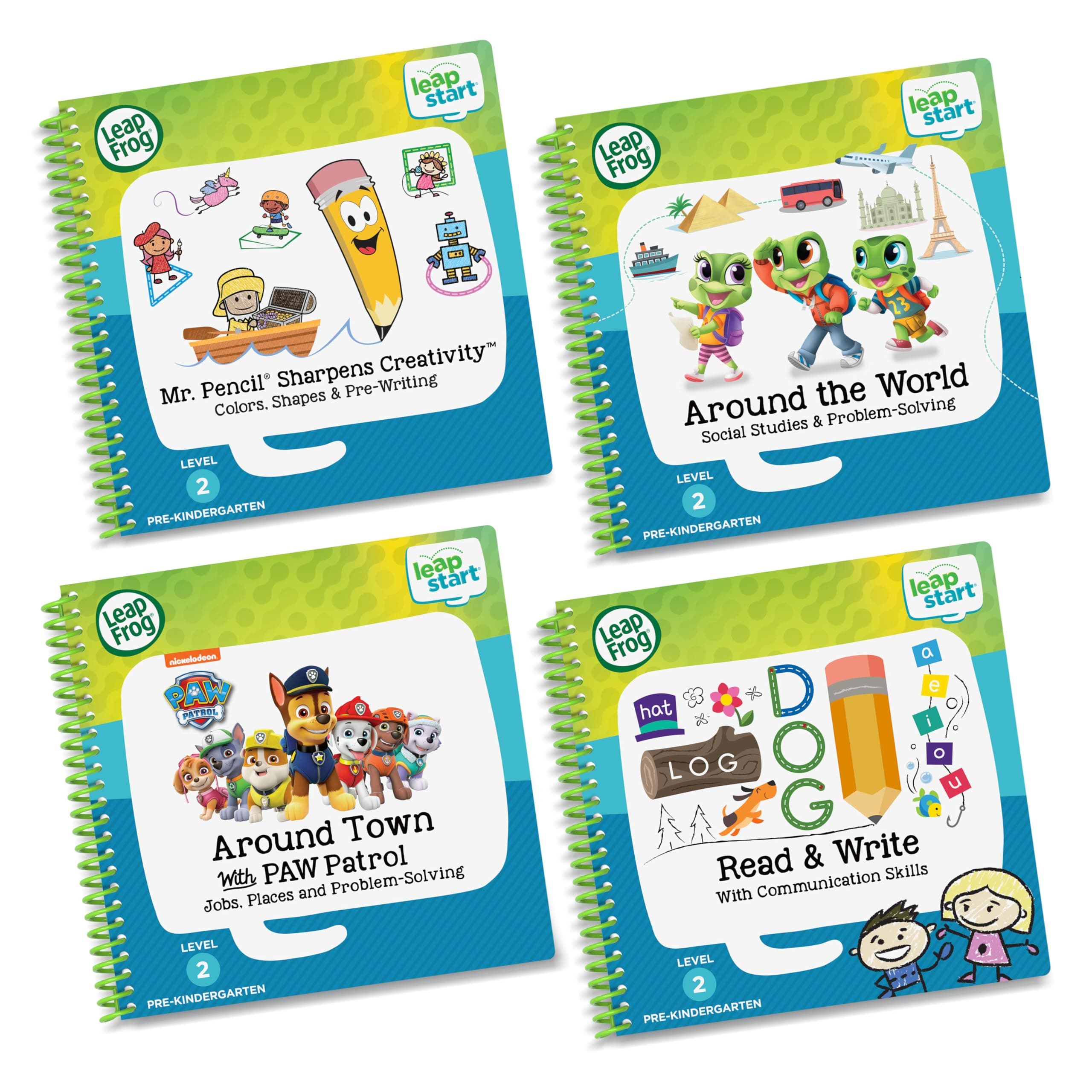 LeapStart Pre-K 4-Pack, for 3-6 yrs includes Mr. Pencil Sharpens Creativity, Read and Write, Around the World, Around Town With PAW Patrol