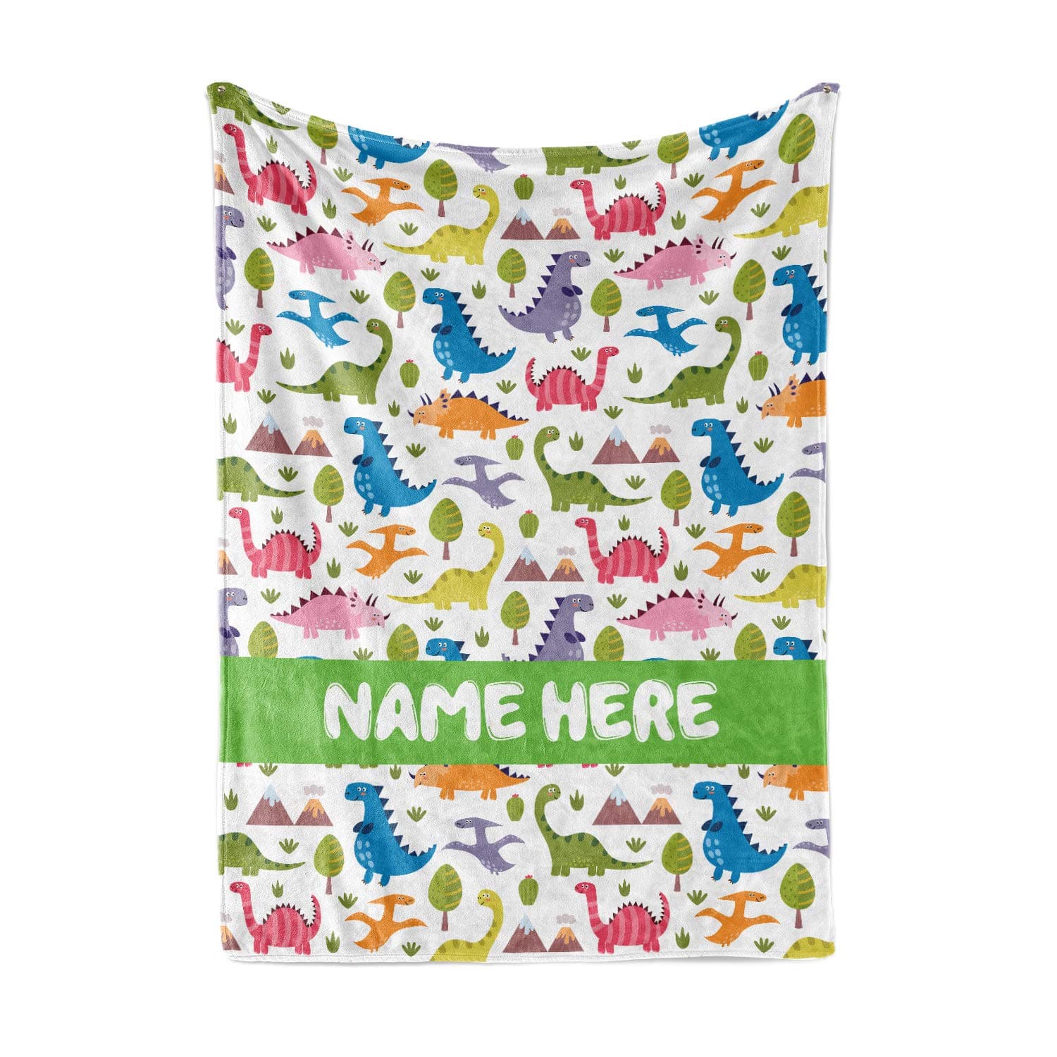 Personalized Corner Custom Blue Dinosaur Fleece Throw Blanket for Kids - Boys Girls Baby Toddler Infants Blankets for Bed (30x40 Inches)