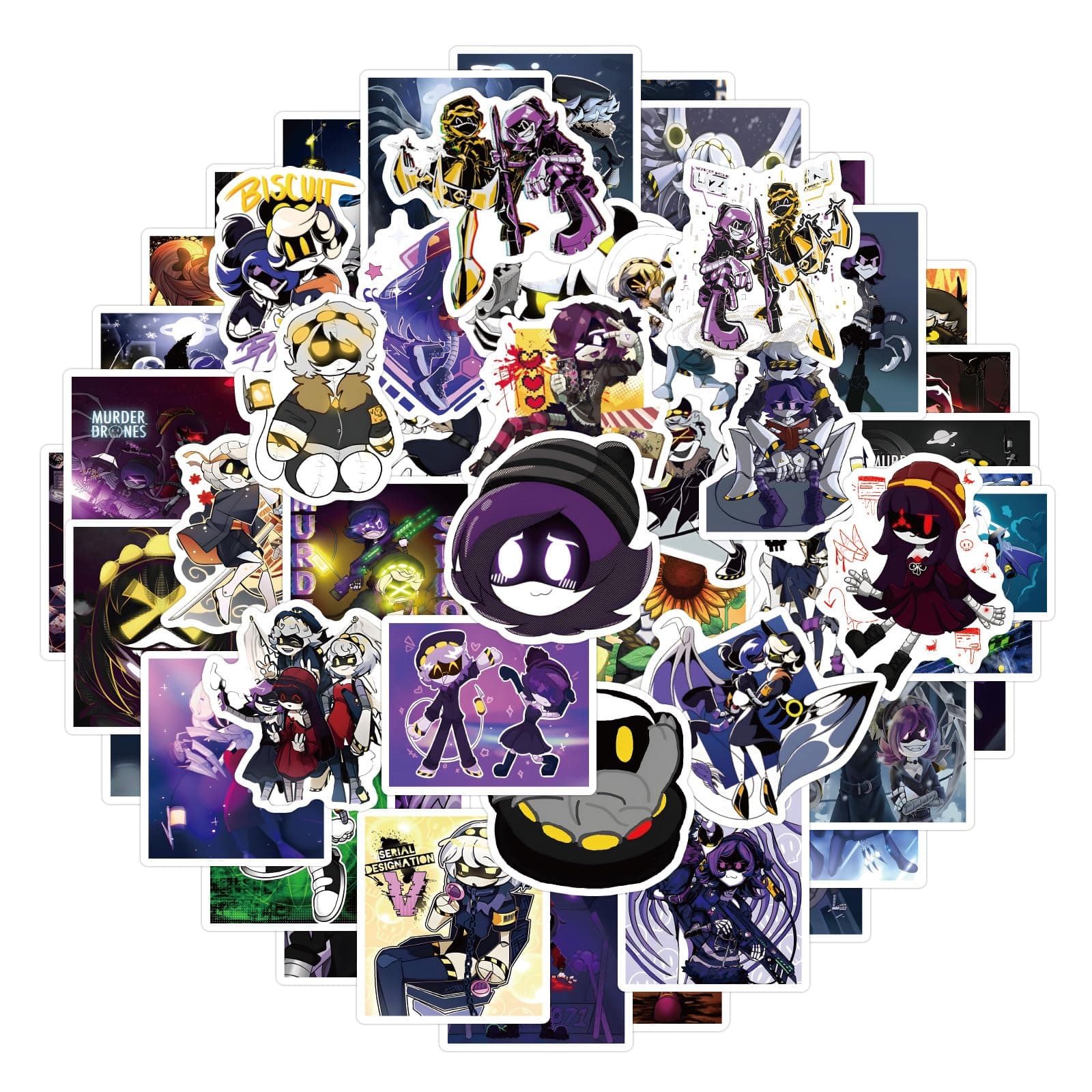 55pcs Murder Drones Stickers Packs for Teens Adults, Vinyl Waterproof Cool Gaming Decals for Laptop Water Bottles Skateboard Guitar