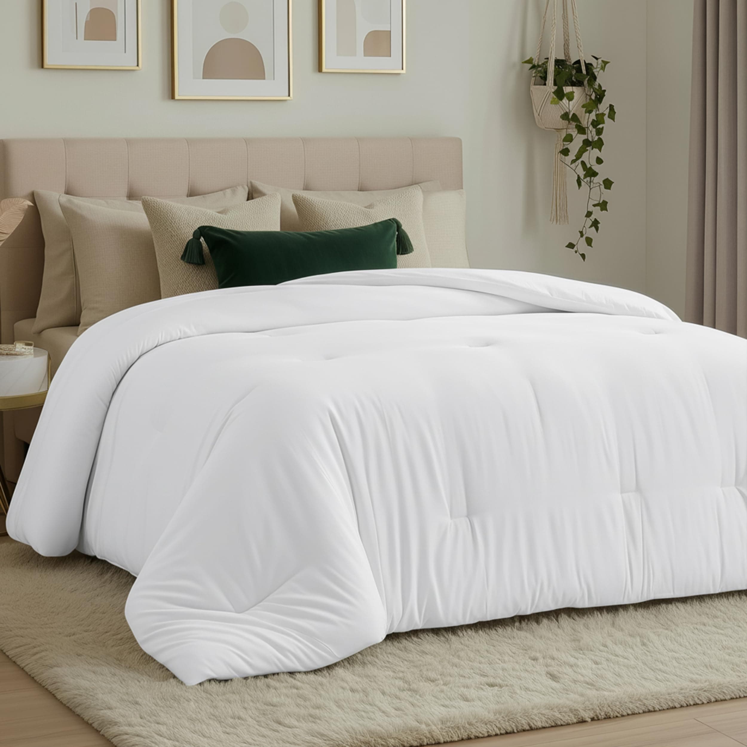 Comforters Full Size, All Season Duvet Insert, Down Alternative Full Comforter with Corner Tabs, Machine Washable Bed Comforter 82 x 86 Inches (White)