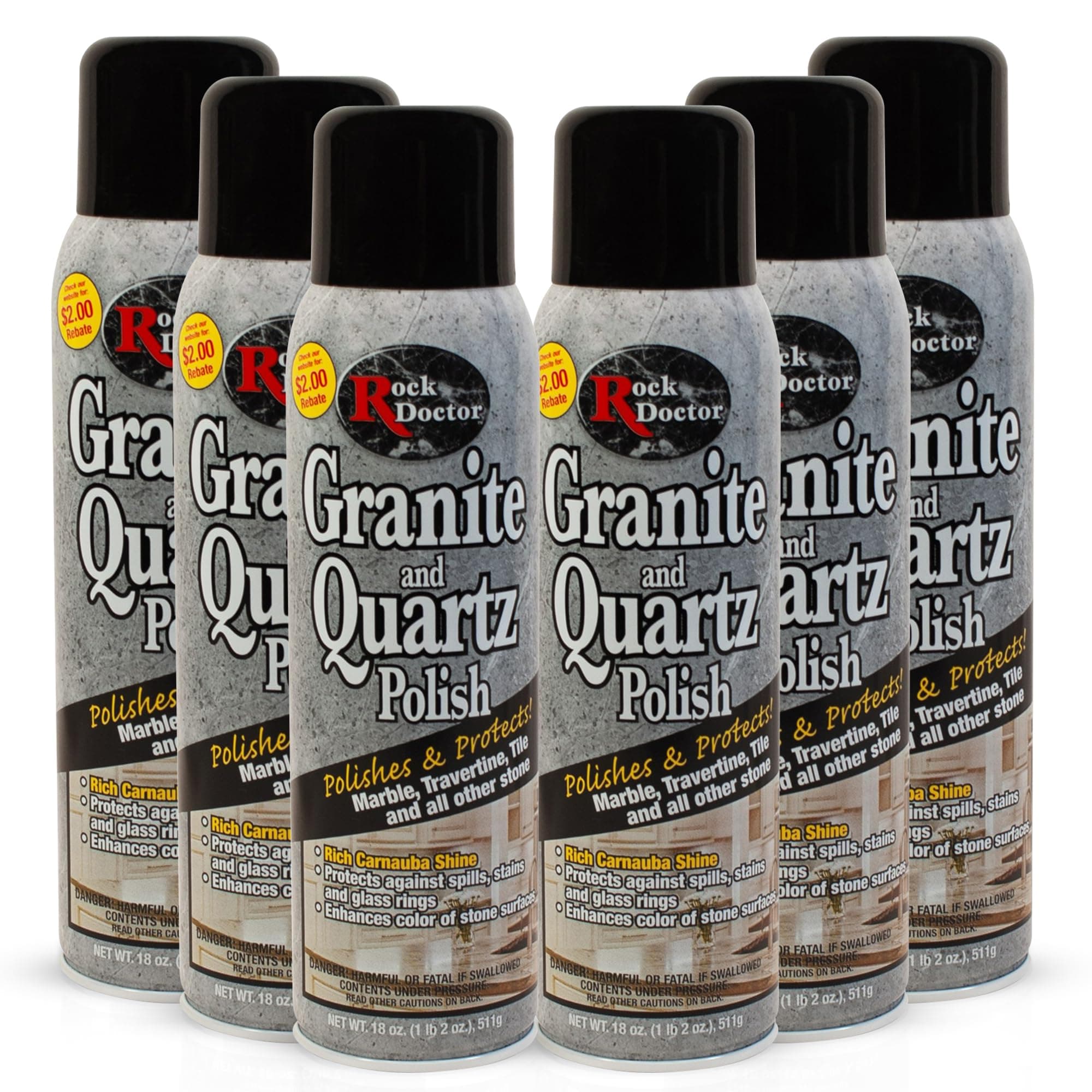 Granite Polish Spray and Surface,18oz.Can Polish Tile, Marble, Kitchen Countertop, and Natural Stone Surfaces, Radiant Shine Pack of 6