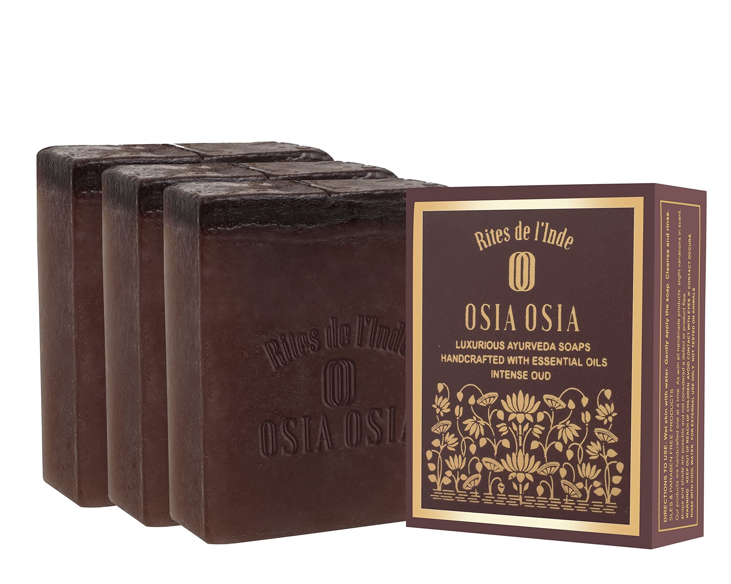 Handmade Herbal Intense Oud Soap | Luxury Ayurvedic Bath Bar | Anti-Aging, Anti-Inflammatory, Relaxation & Stress Relief | Deeply Nourishes & Hydrates Skin | Suitable for All Skin Types | Unisex Pack of 3 (125g)