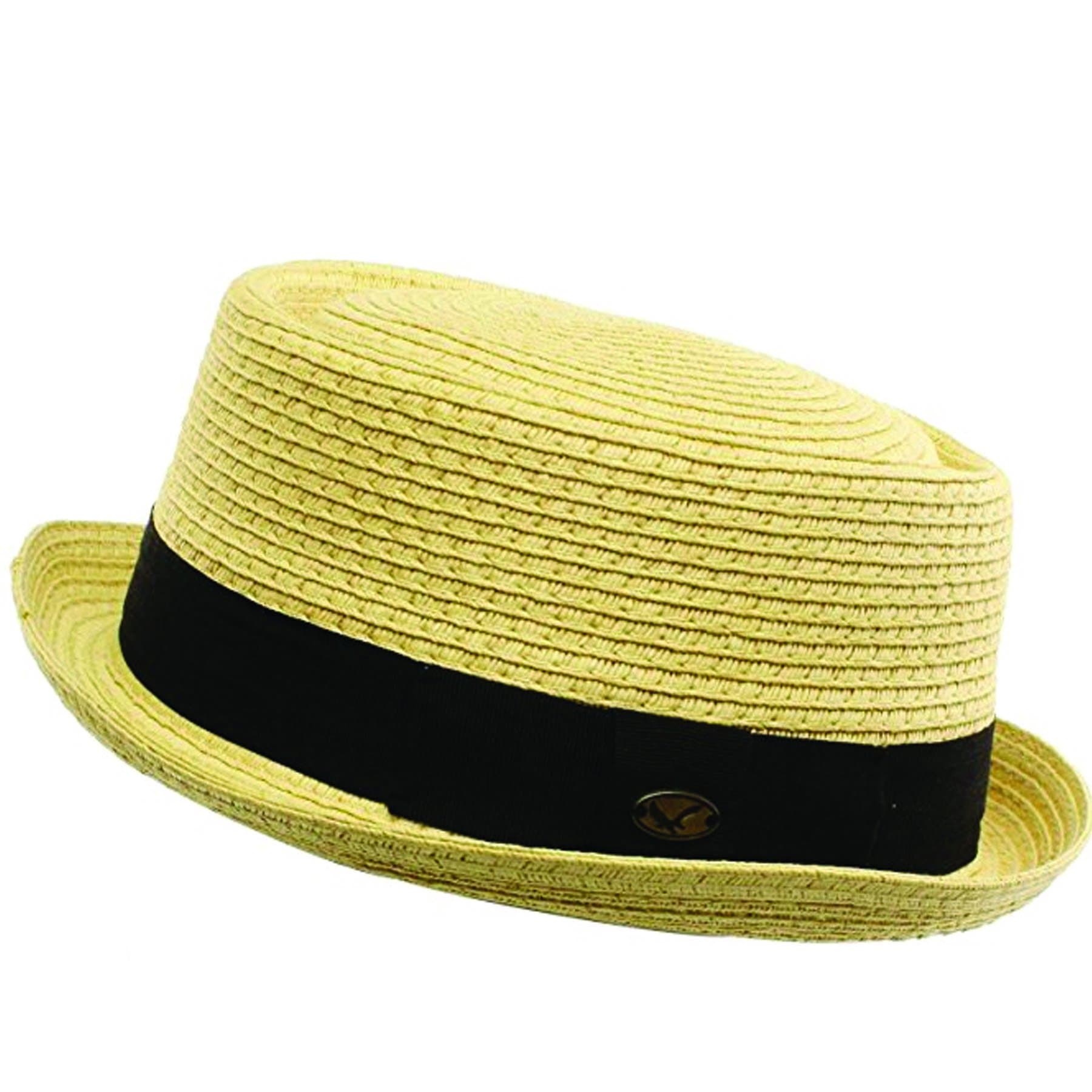 Men's Cool Summer Straw Pork Pie Derby Fedora Upturn Brim Hat