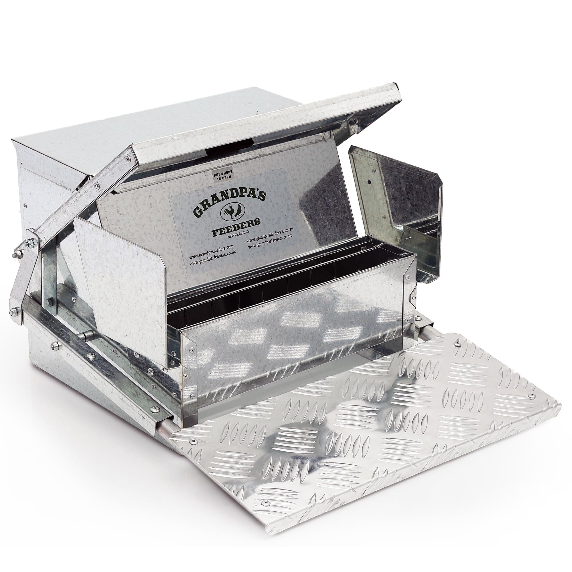 Automatic Chicken Feeder – Rat & Spill Proof Treadle Feeder, Heavy-Duty Galvanized Steel with Weatherproof Lid – Feed for 10 Days (Large)