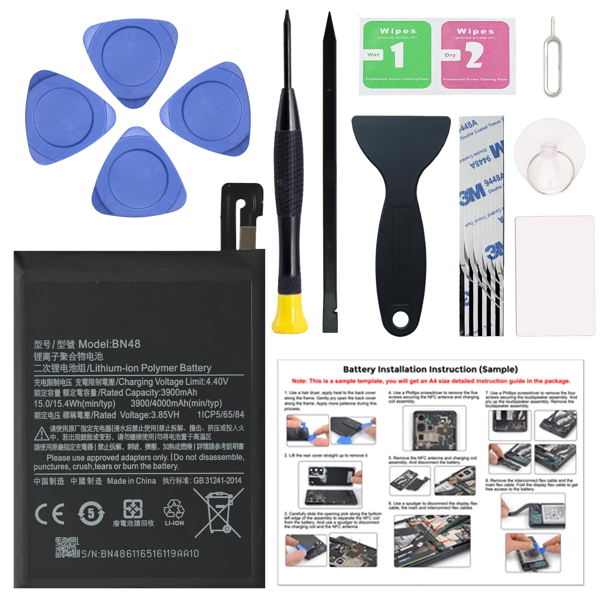 New Upgraded Battery for Redmi Note 6 / Redmi Note 6 Pro, BN48 Replacement Battery Compatible with Redmi Note 6 / Redmi Note 6 Pro, with Repair Tools & Instruction