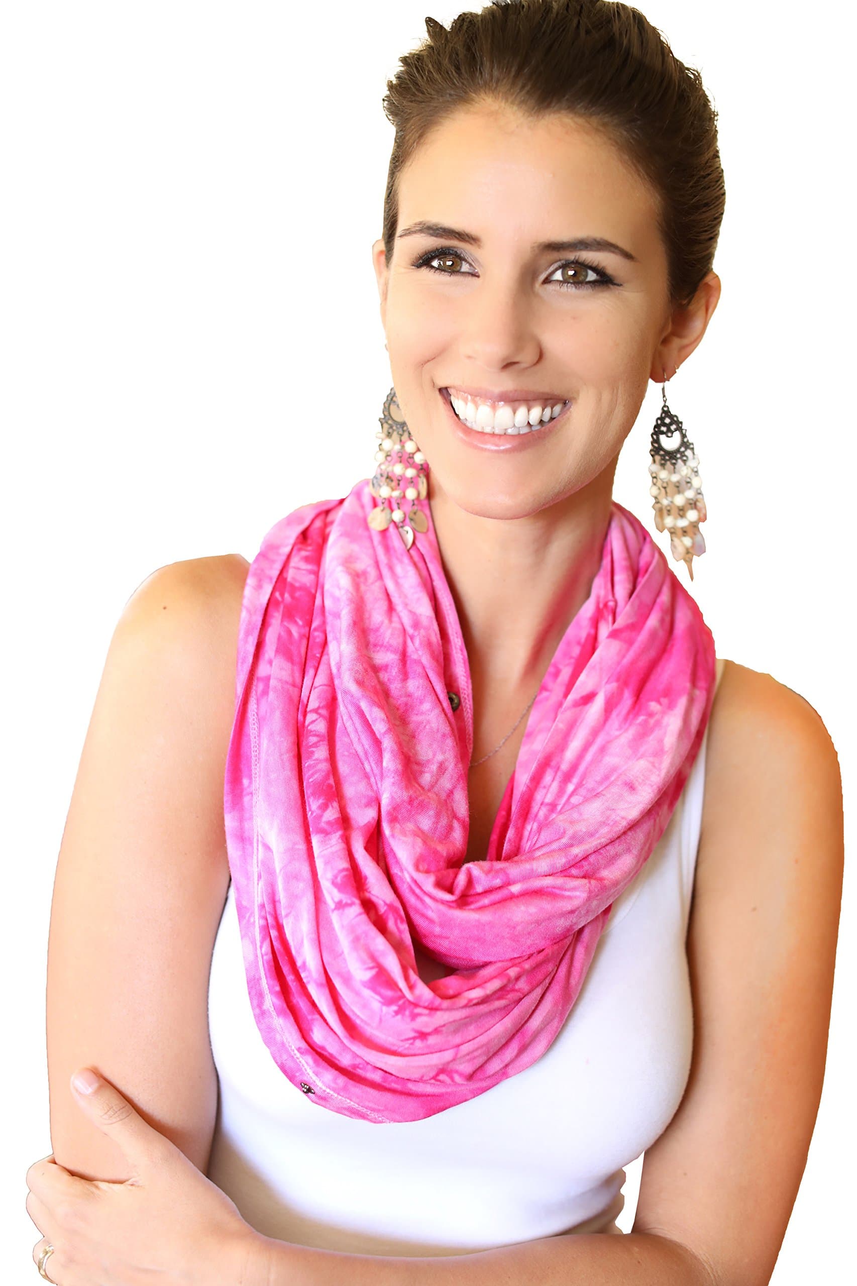 Nursing Cover Up with Clip – Breastfeeding Scarf for Privacy – Pink Tie Dye Pattern
